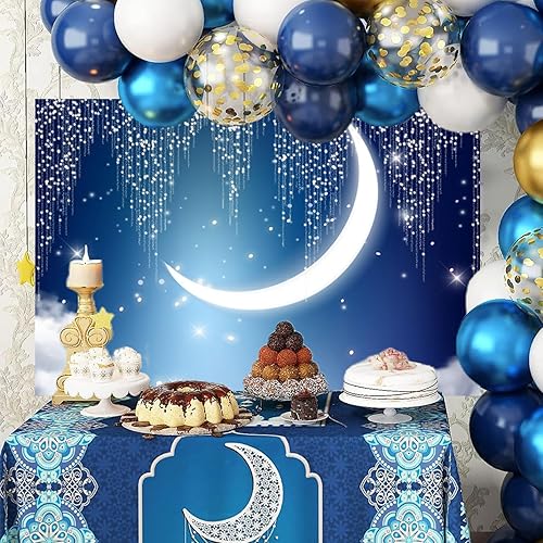 Miniatura 4 de Renaiss Twinkle Twinkle - Telón de fondo de estrella pequeña para sesión de fotos, 10 x 8 pies, media luna, brillante, cielo nocturno, purpurina