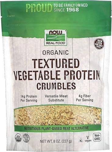 NOW Foods, Gránulos de proteína de soja orgánica texturizada, sin OMG, versátil, proteína de origen vegetal, 8 onzas (el embalaje puede variar)