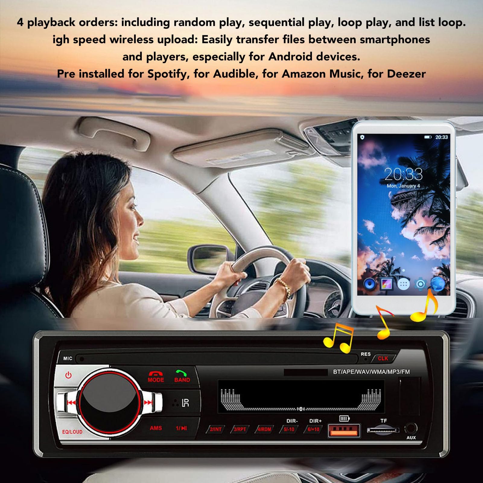Cryfokt Reproductor MP4 de 5 Pulgadas con Chip Octa Core, Pantalla Táctil de 5,0 Pulgadas, Resolución de 1920 X 1080, Bluetooth WiFi, Cámara de 8 MP, para Transmisión de Audible (Blue)