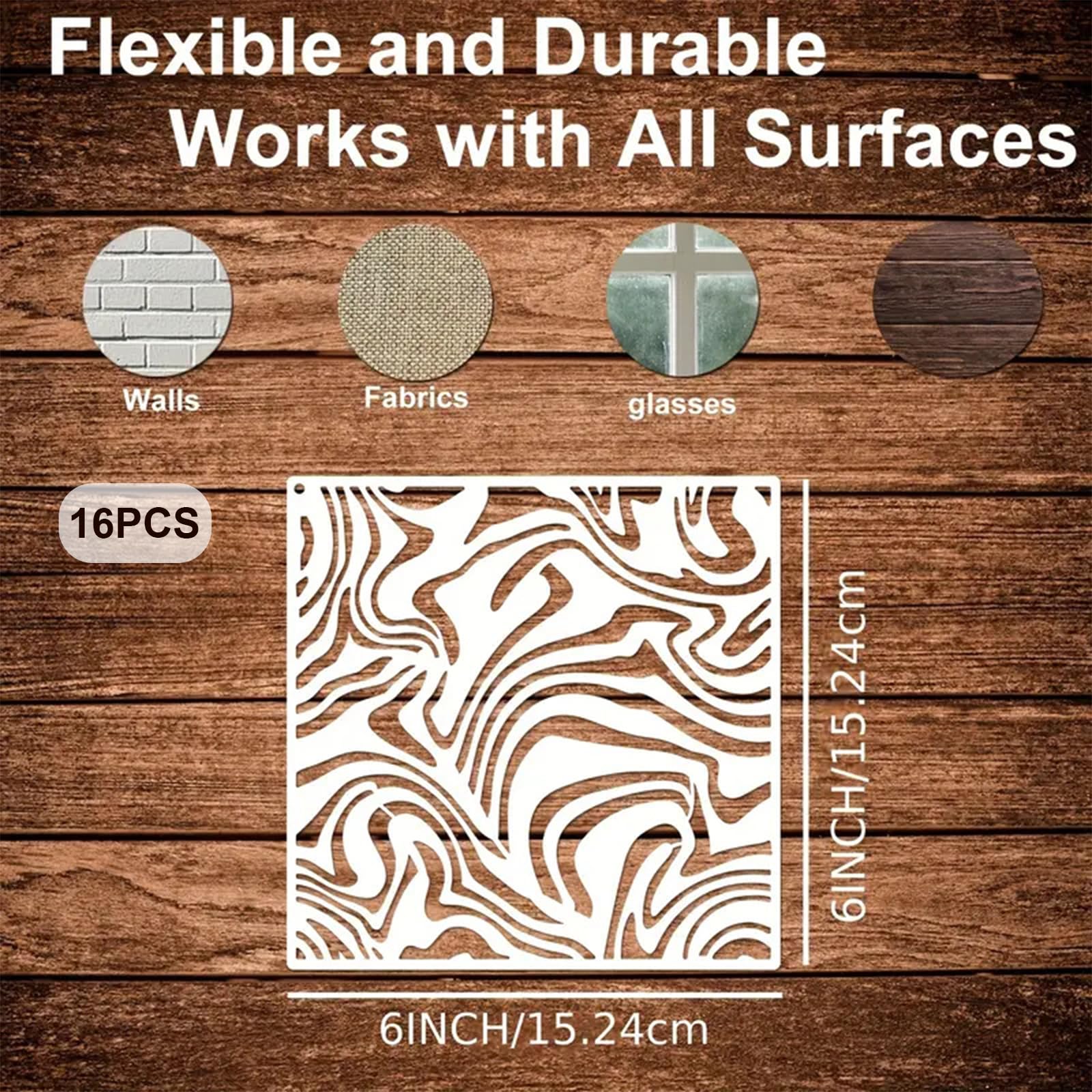 Stencil Per Pittura Su Legno - Set 16 Pezzi Riutilizzabili, Motivi Fiori E Mattoni - Foto 5