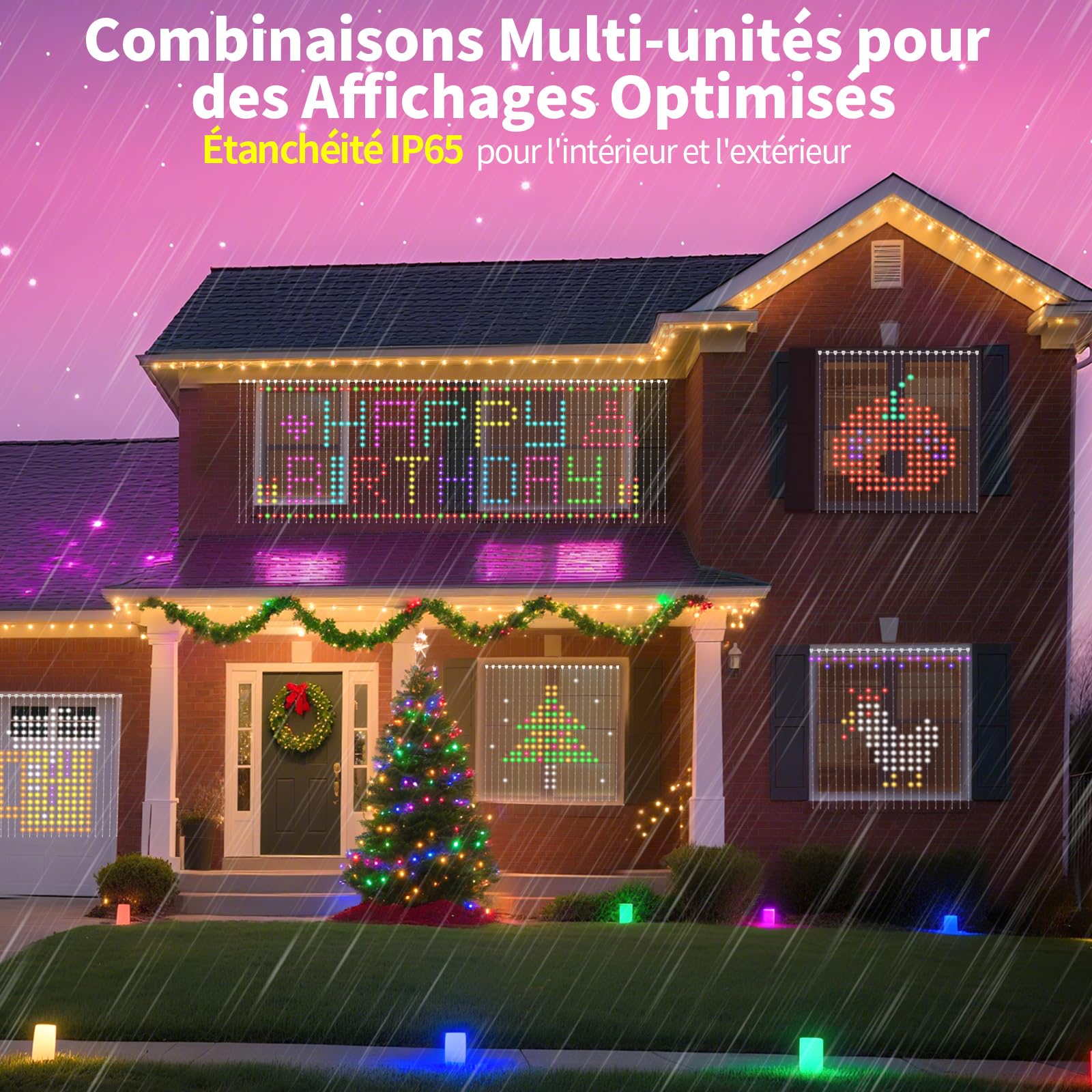 YOOHBERRYS Rideau Lumineux, Rideau LED Intelligent Avec Télécommande, App, Prise, UBS 400LEDs Guirlande Lumineuse, 2 X 2M DIY Rideau Guirlande Lumineuse Pour Fête NoëL Intérieure Extérieure (IP65)