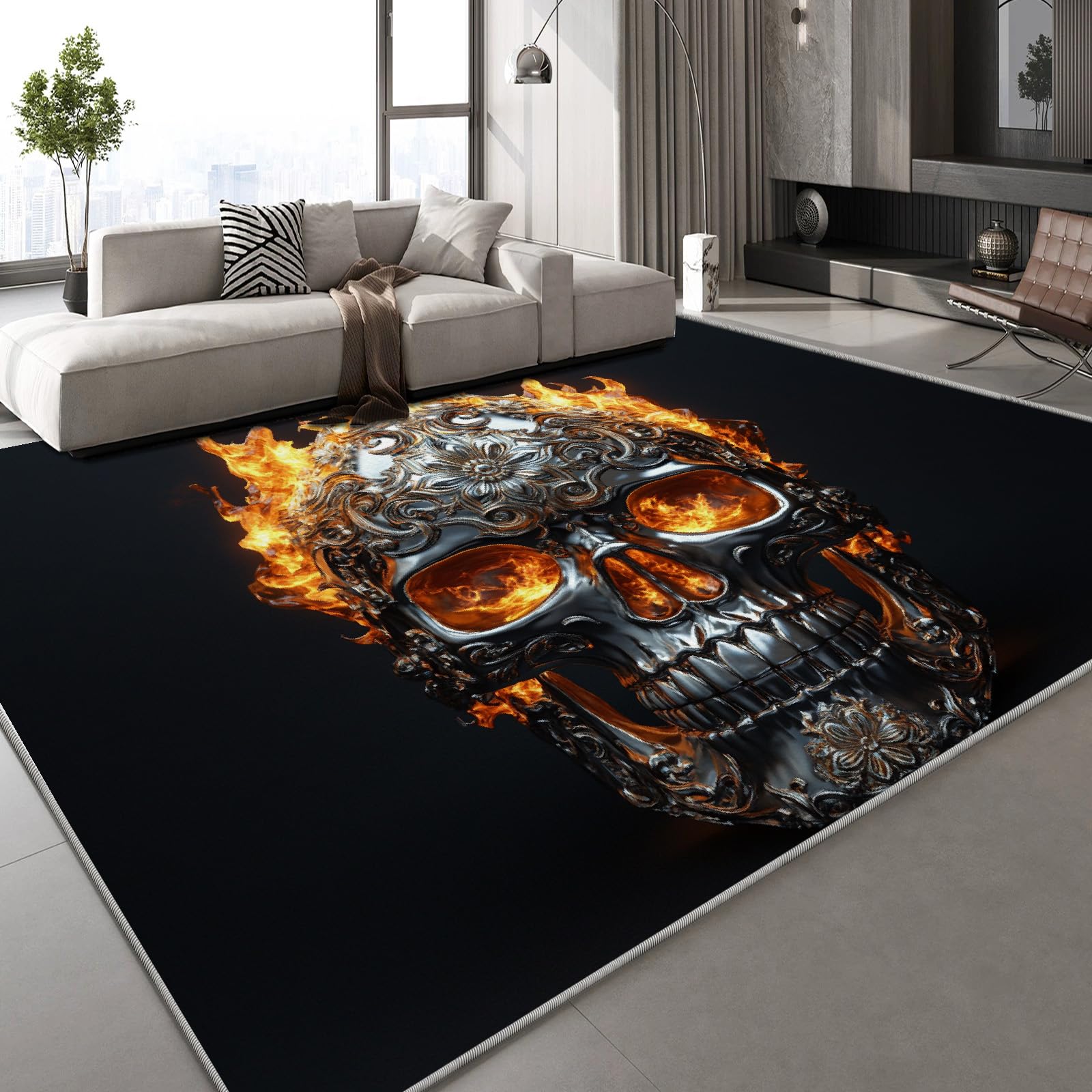 Tapis grande taille impression rétro art 3D imitation cachemire