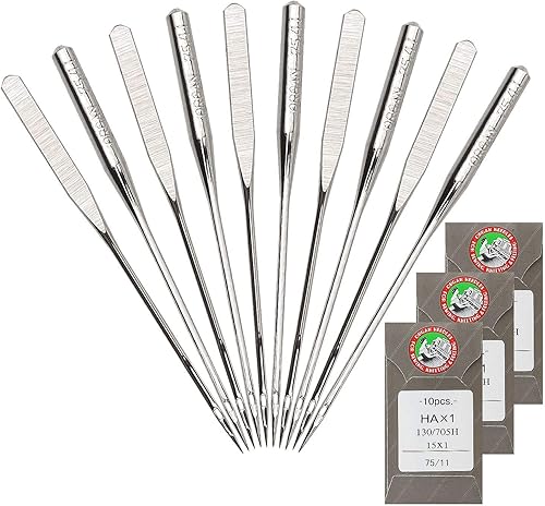 Paquete de 30 agujas de coser para máquina de coser tamaño 7511 130705H HAx1 agujas de coser para máquina de coser Brother (paquete de 3 10 agujas)