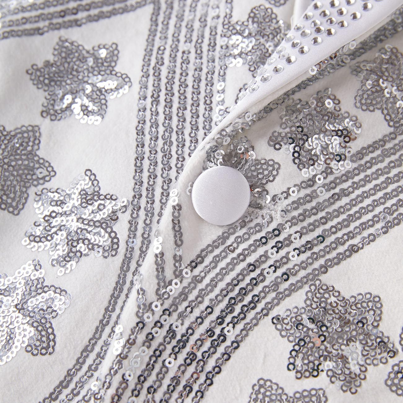 Men's Embroidered Sequin Floral Pattern Blazer Jacket with Rhinestone Notched Collar for Wedding Party Prom