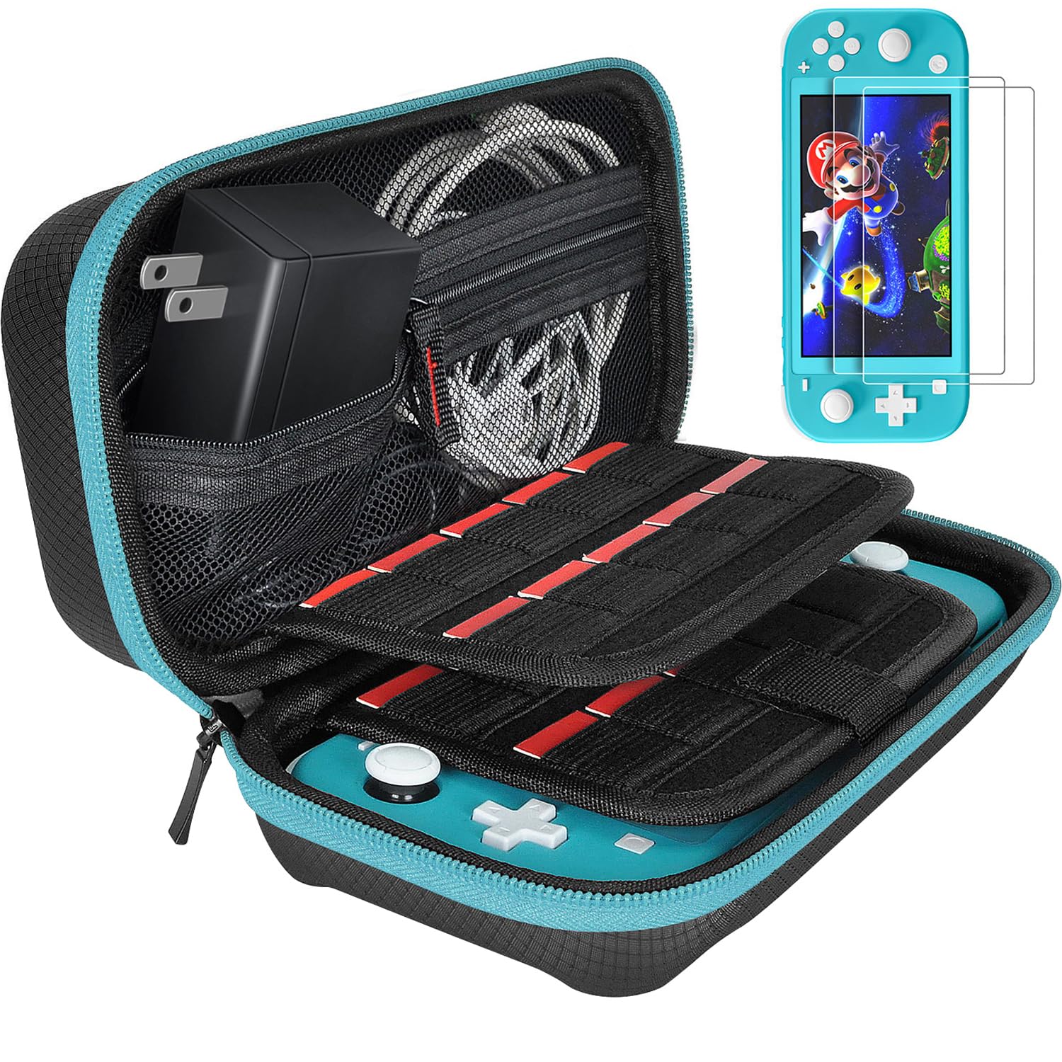 daydayup Switch lite Case Compatible with Nintendo Switch Lite with 2 Pack Screen Protector 6 Pcs Thumb Grip