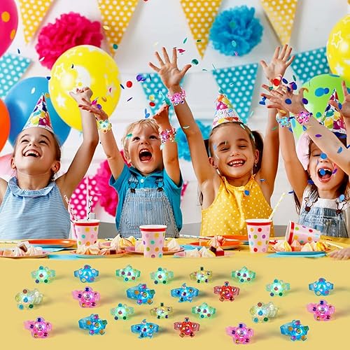 Miniatura 4 de SCIONE Paquete de 48 pulseras giratorias con luz LED, que brillan en la oscuridad, regalos de fiesta de San Valentín para niños de 4 a 8 a 12 años