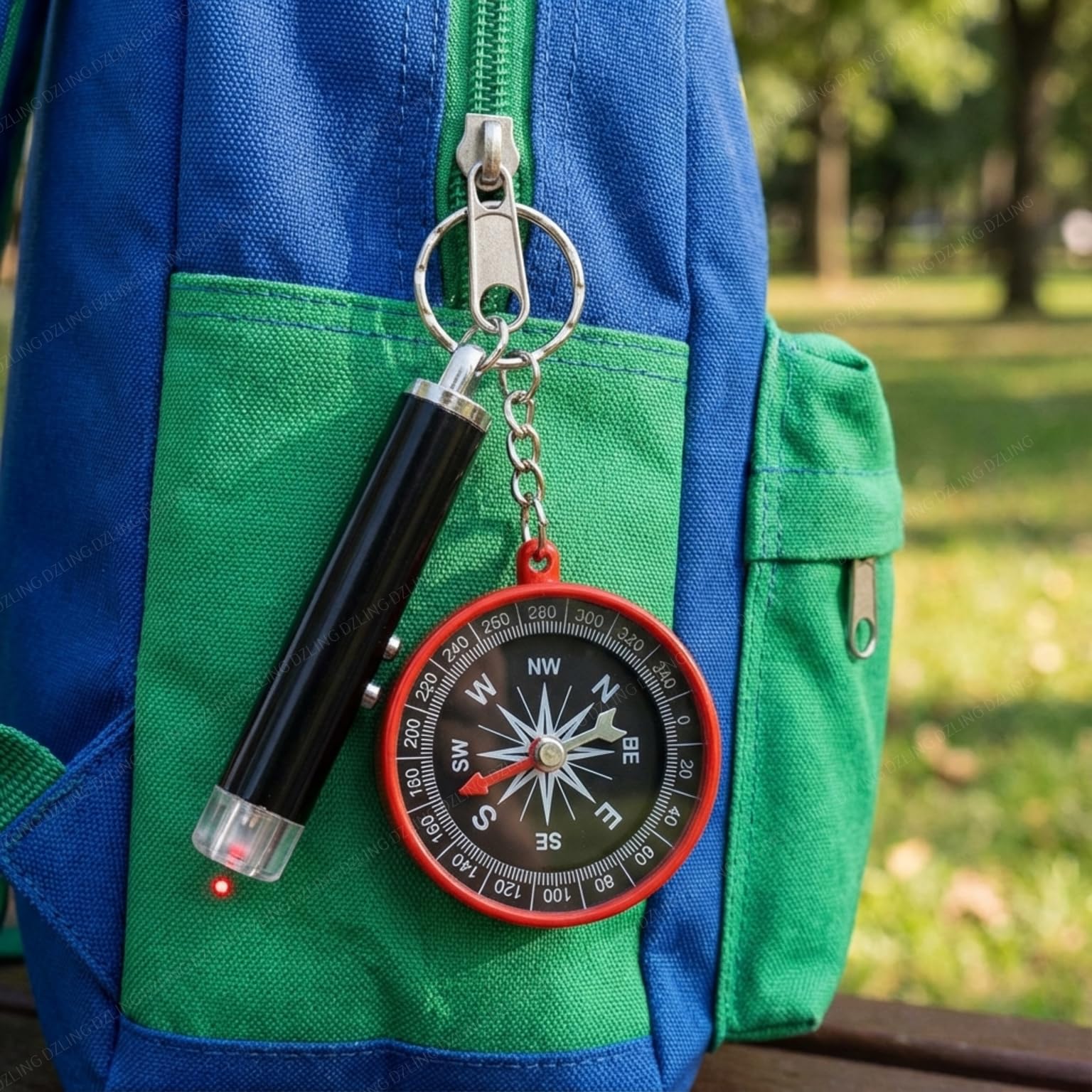 DZLING Laser Light with Magnetic Compass, 2000m Range, Adjustable Mode, Cylindrical, Matte Finish, for Camping, Hiking, Party