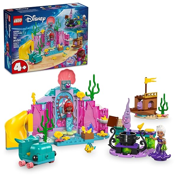 LEGO Disney Princess Ariels Crystal Cavern, Buildable Disney Toy Playset for Kids, Ariel Princess Mermaid Mini Doll and Fish Figure, Treasure Chest, Gift for Girls and Boys Ages 4 and Up, 43254
