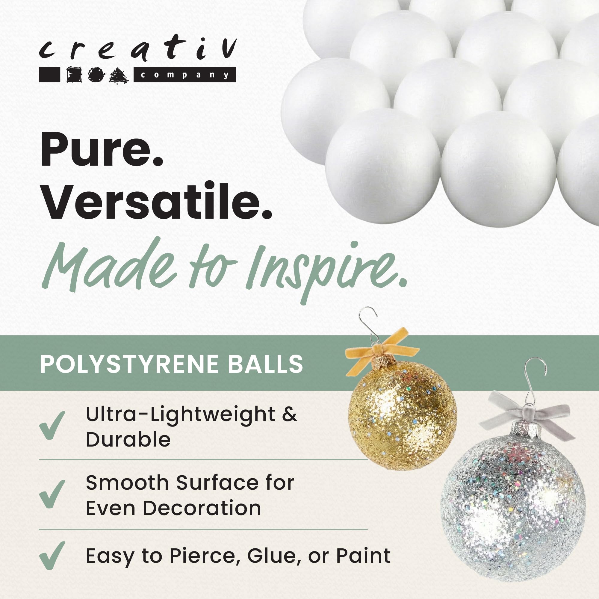 Creativ - Sferette in polistirolo da 8 cm, 25 pezzi
