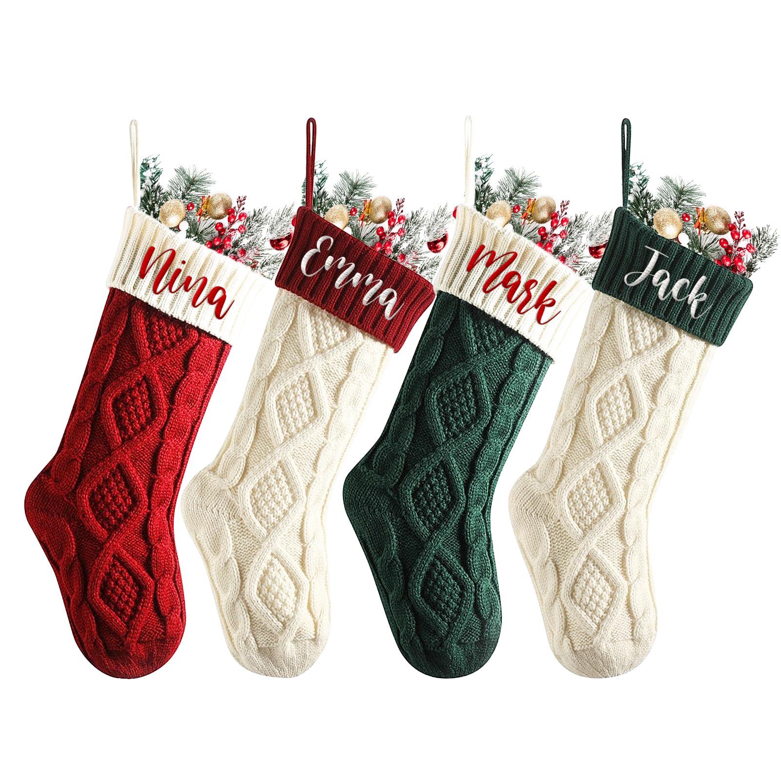 Rainsar Calze Natale Personalizzate, Calza Befana Personalizzata Calza di Natale Ricamata con Nome, Calze Natalizie da Appendere Personalizzate, Decoraizione Natalizia per Albero di Natale