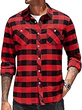 COOFANDY Camisas de Hombre Manga Larga Camisa Cuadros Camisa de Algodon Camisa de Leñador Camisa con Botones Camisa con Bolsillo Camisas Casual