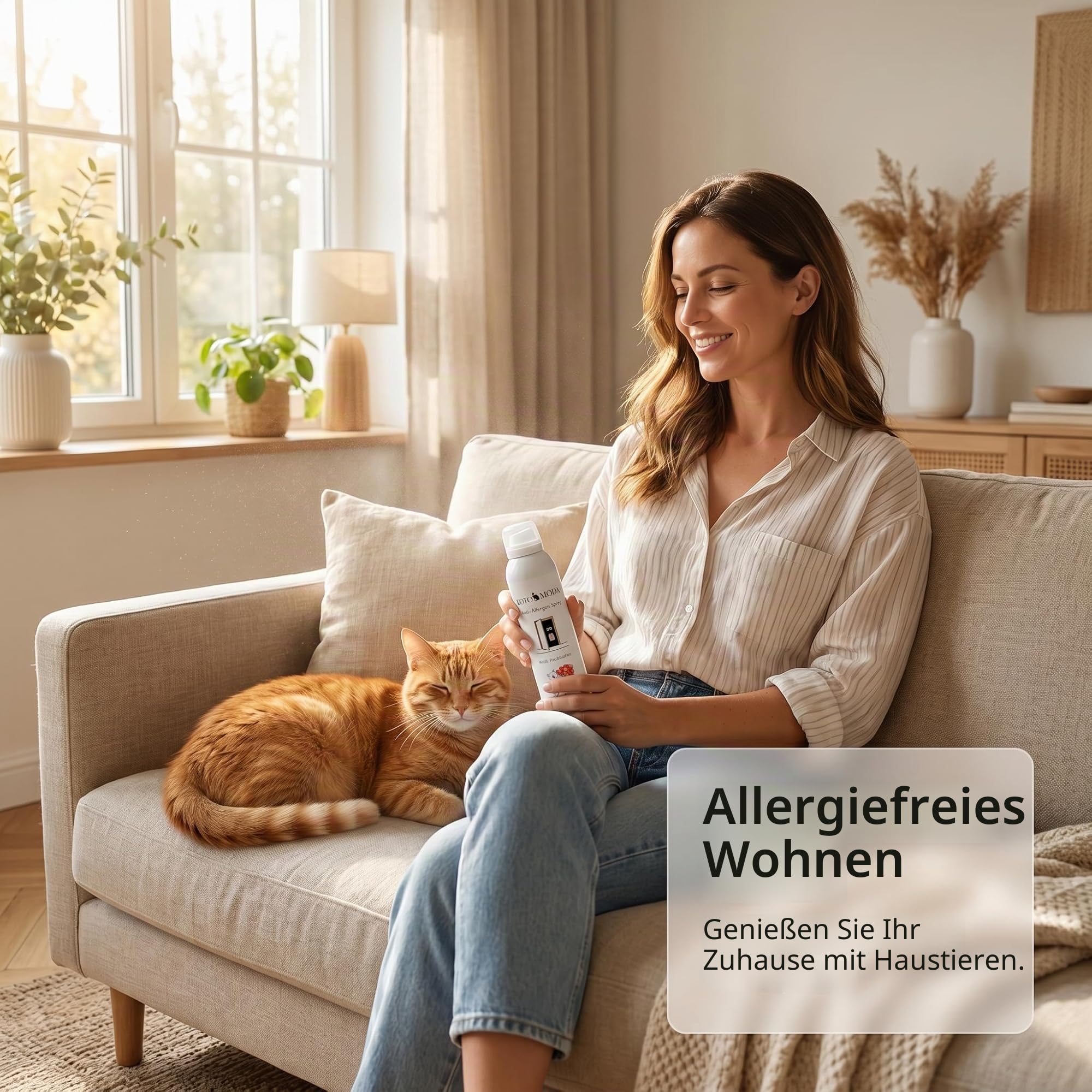 Probiotisches Anti-Allergie-Spray für Katzenbesitzer 200 ml — Neutralisiert das Fel-d-1-Allergen auf Teppichen, Sofas und Betten — Sicher für Katzen, Hunde und Kinder — Biotech-Probiotikum