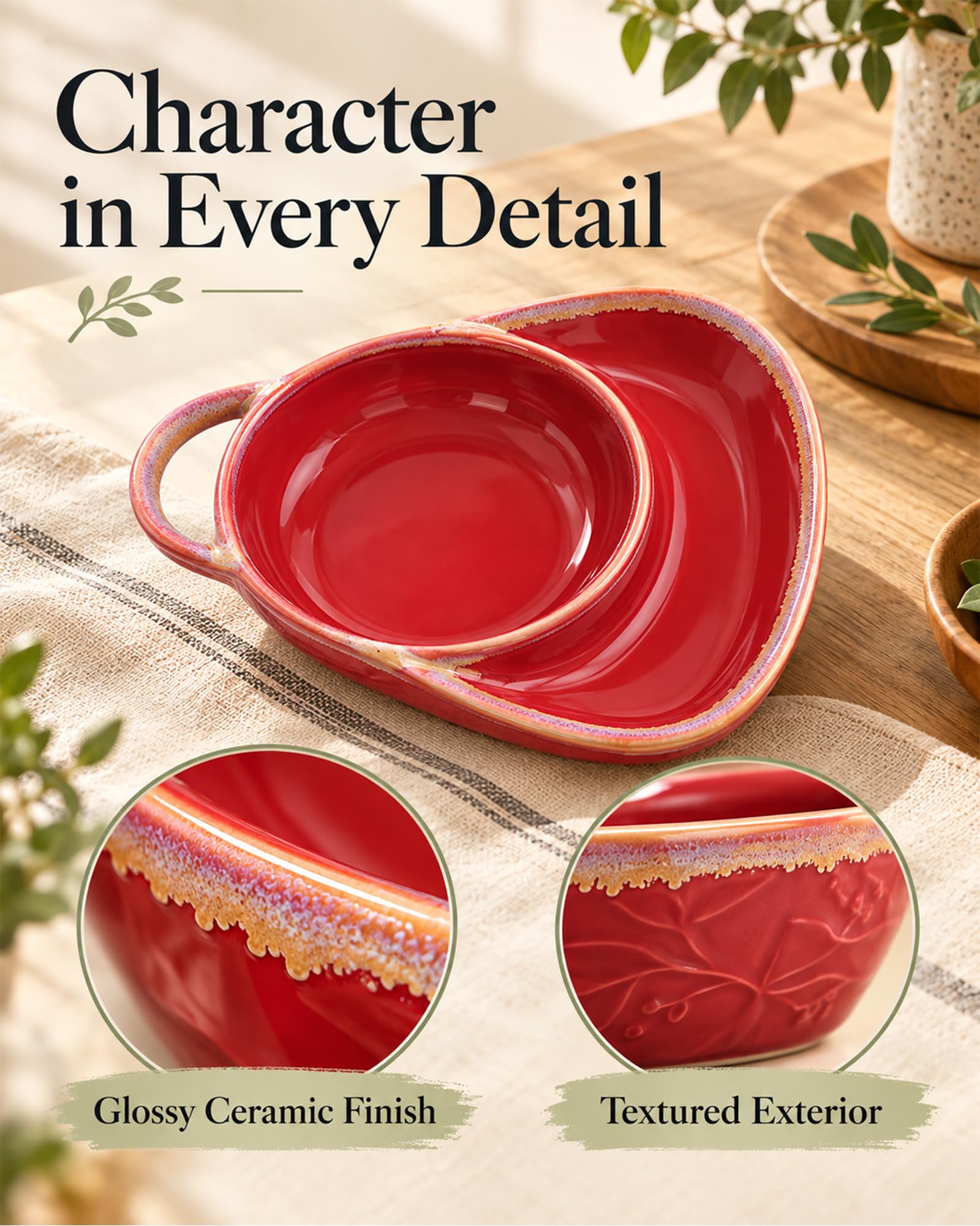 Set di piatti in ceramica con scomparti per zuppa e sandwich, colore