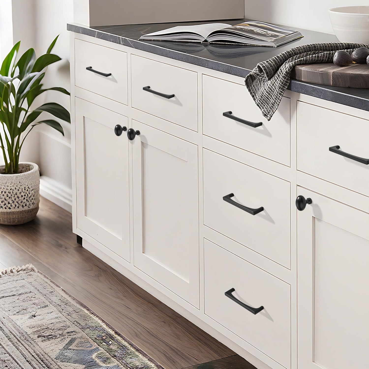 CHIVS 10 Pack Matte Black Oval Cabinet Knobs-Single Hole Cabinet Pull Oval Drawer Knobs for Dresser & Kitchen Cabinet Hardware Kitchen Knob