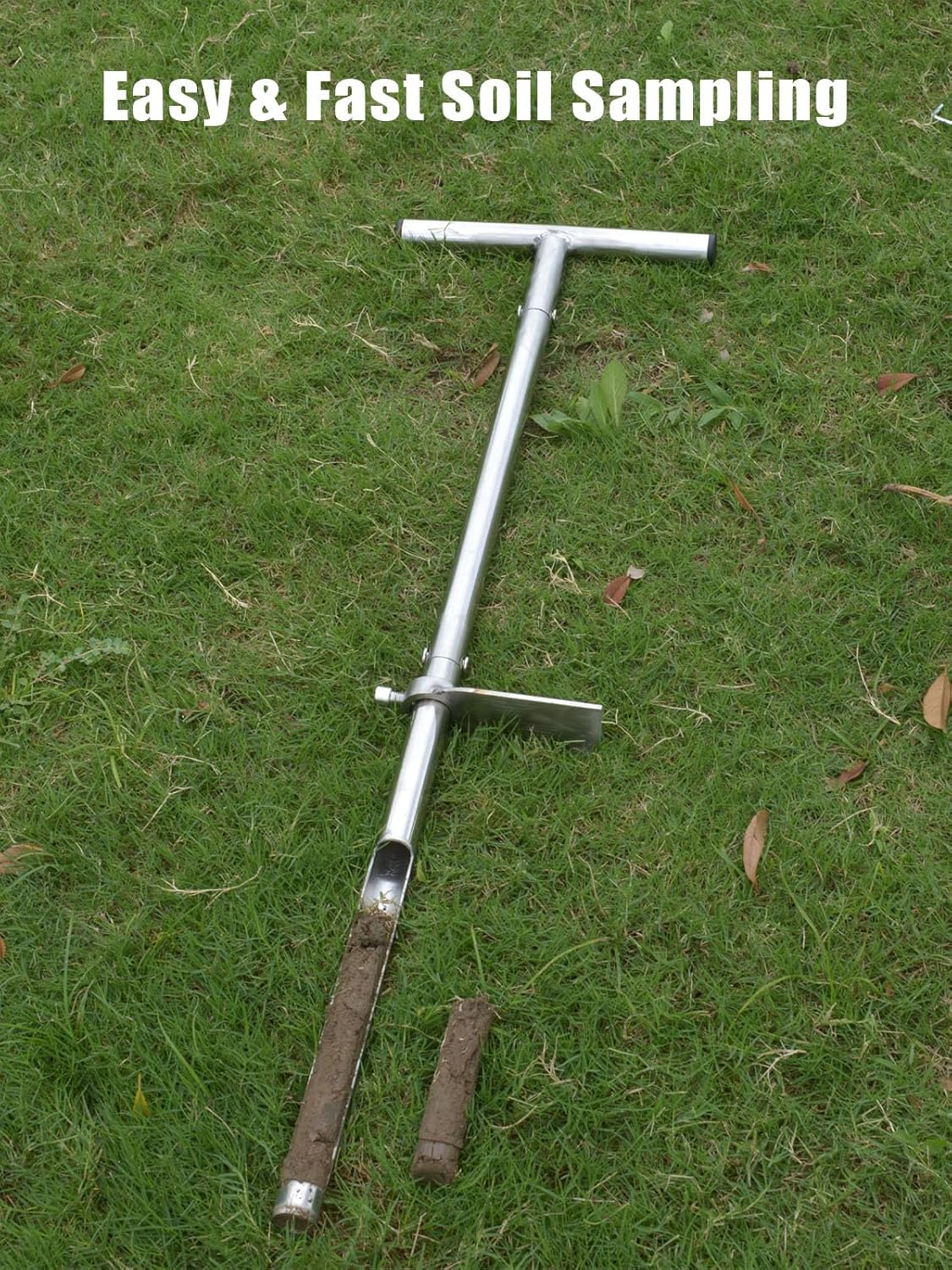 Soil Probe 36in with Pedal, T-Handle Soil Sample Probe Rod Stainless Steel, Soil Sampler Probes for Soil Sampling, Soil Test Kit for Gardening