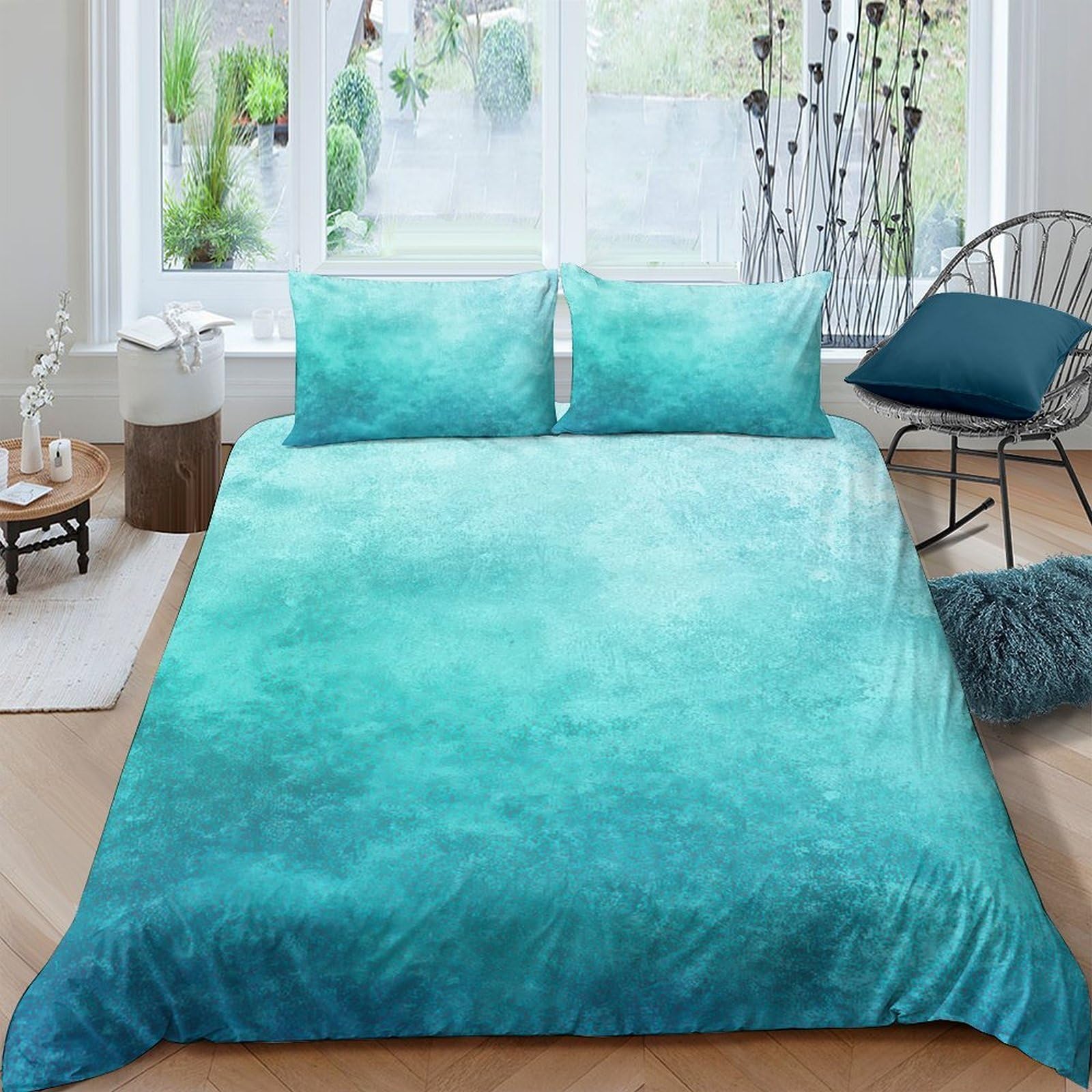 Ctjqhvkz Style-3 3D Printed Ocean Gradient Blue Fitted Sheet Microfiber Soft Anti-Slip Watercolor Bed Sheet For Bedroom Guestroom Decor Single（135X200cm）
