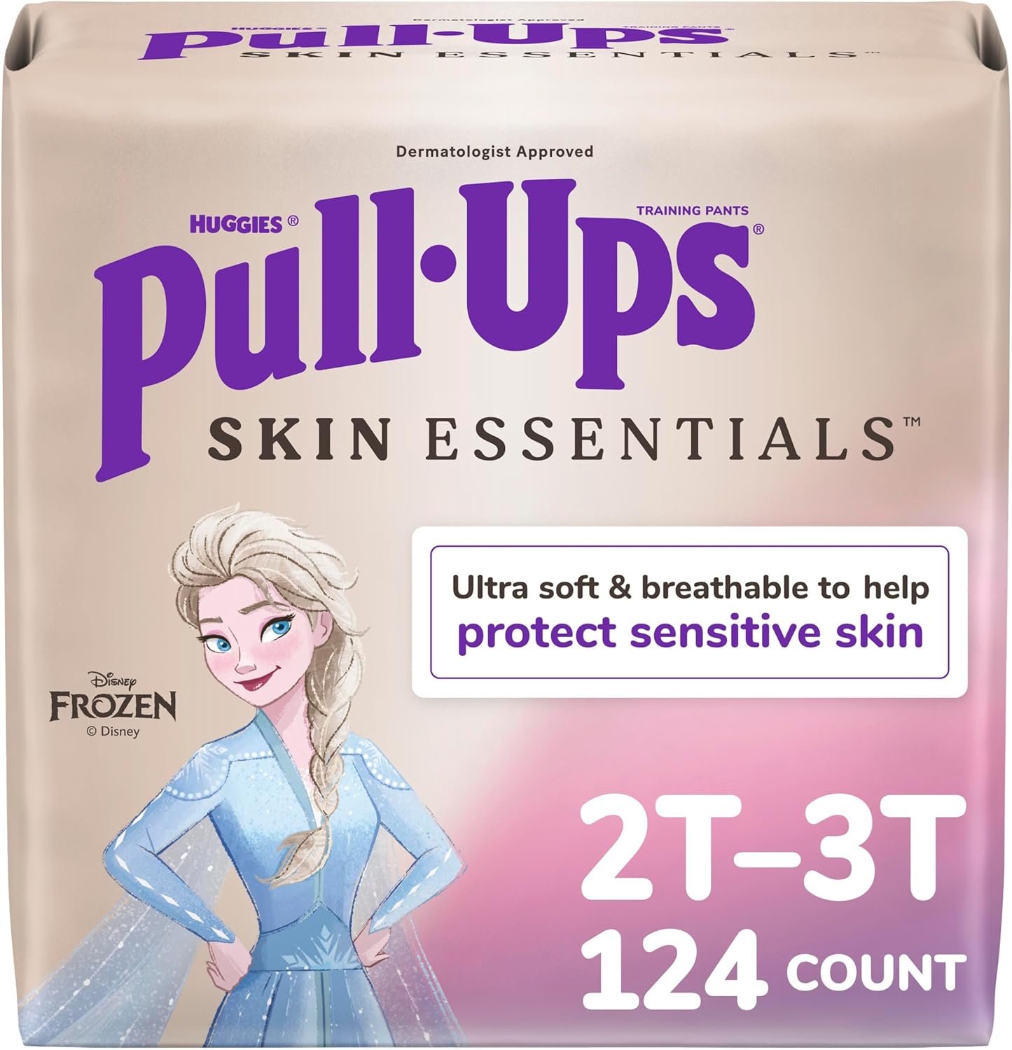 Pull-Ups Girls' Skin Essentials Potty Training Pants, Training Underwear, 2T-3T (16-34 lbs), 124 Ct (4 Packs of 31) 2T-3T 124