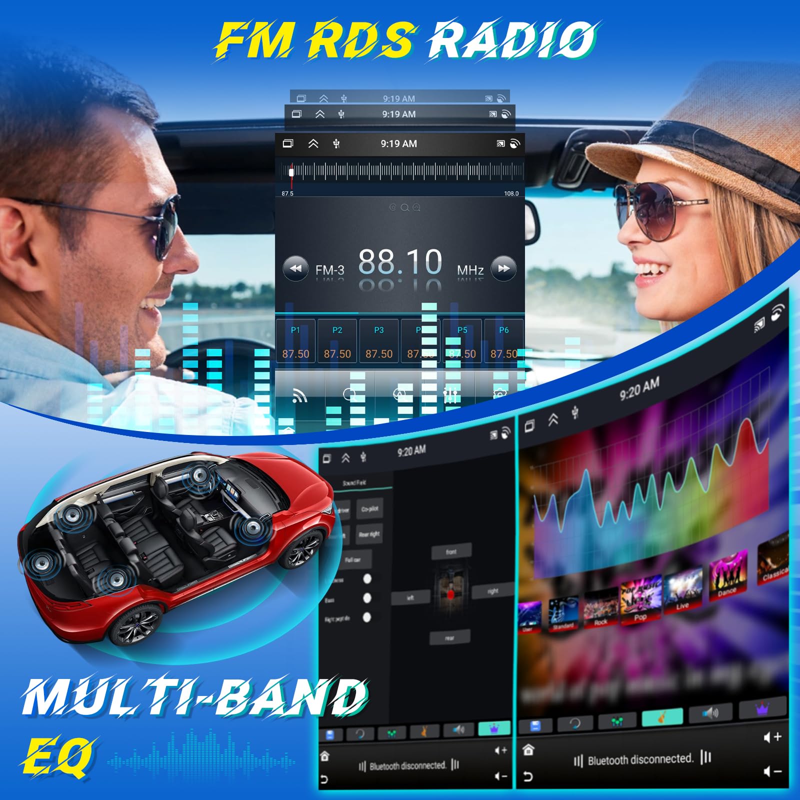 Radio samochodowe 2G + 64G Android do Peugeot 407 2004-2011,9 cala ekran dotykowy stereo, bezprzewodowe Carplay i Android Auto/GPS/WiFi/Bluetooth/EQ/FM RDS, radio