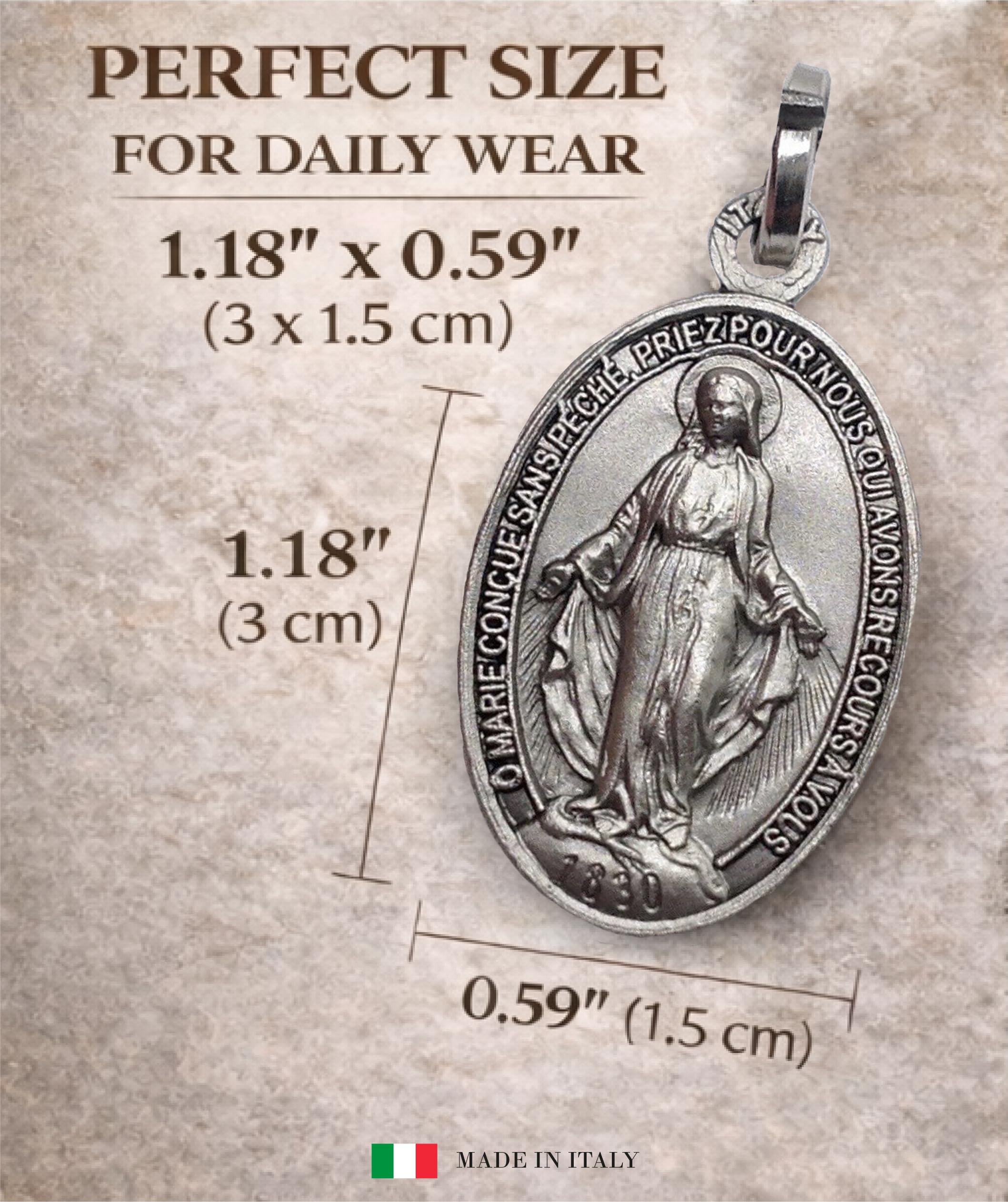 Médaille Miraculeuse en Argent Massif 925 - L'Originale - Made in Italy