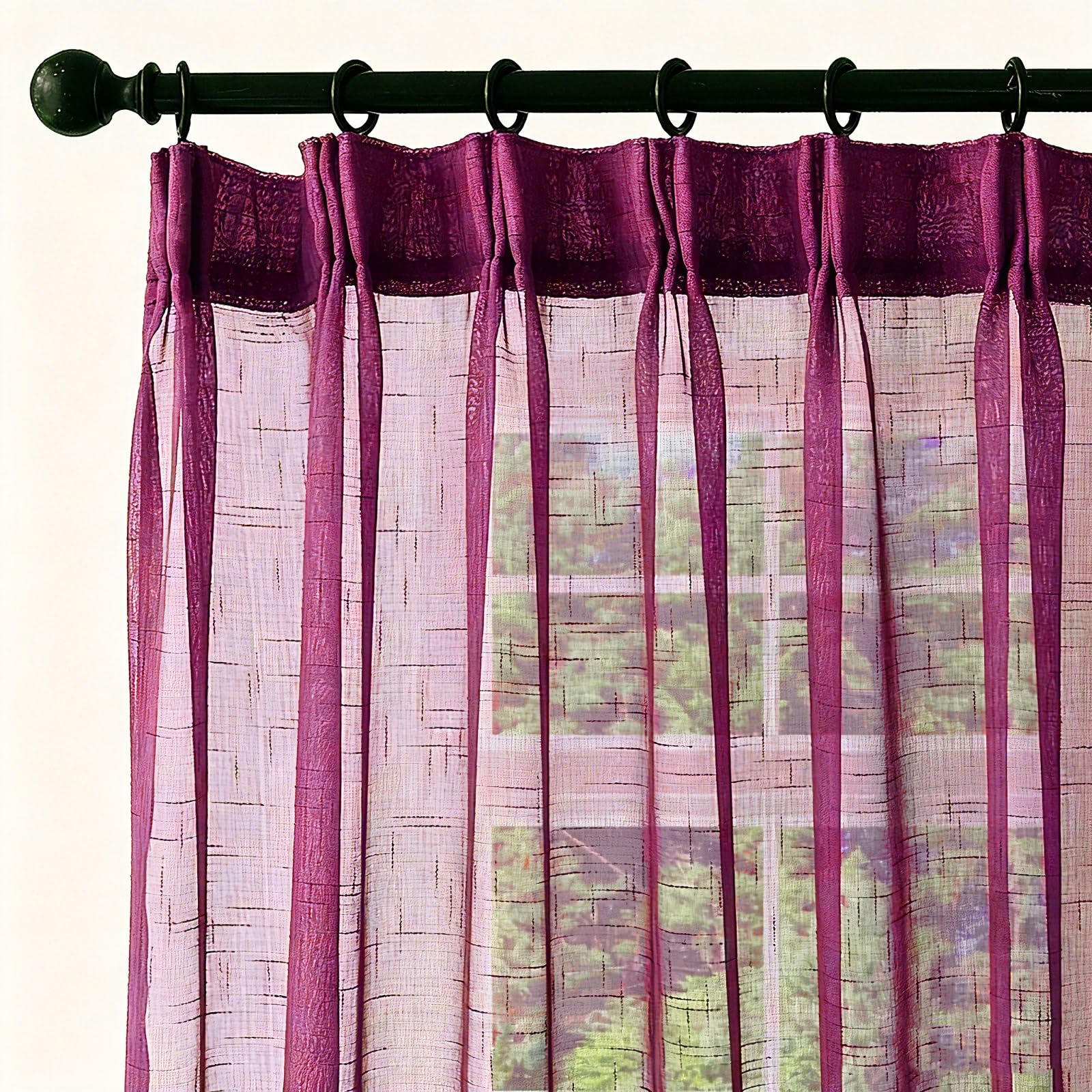 Amazon.com: Plum Purple Sheer Curtains & Drapes 108 Inches Long