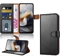 iCatchy for Motorola G56 5G Case with 4 Card Slots Leather Wallet Flip Book RFID Blocking Magnetic Closure Kickstand Shockproof Protective Phone Cover compatible with Moto G56 (Black)