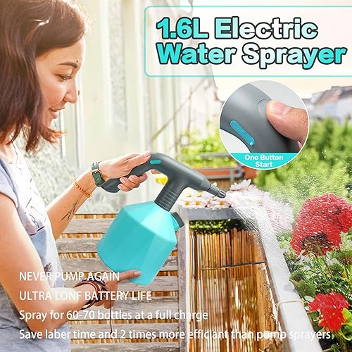 Miniatura 2 de Electric Plant Mister - Botella pulverizadora automática de 1.6 L para plantas de interior, pulverizador continuo de niebla fina de mano con batería