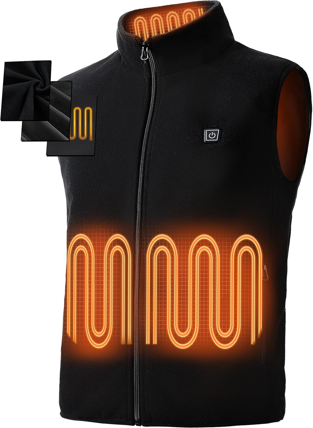 burngogo Heated Vest for Men Women, 3 Heating Levels 6 Heating Zones, Heated Jackets for Men Women (Not Included Battery) XL Black