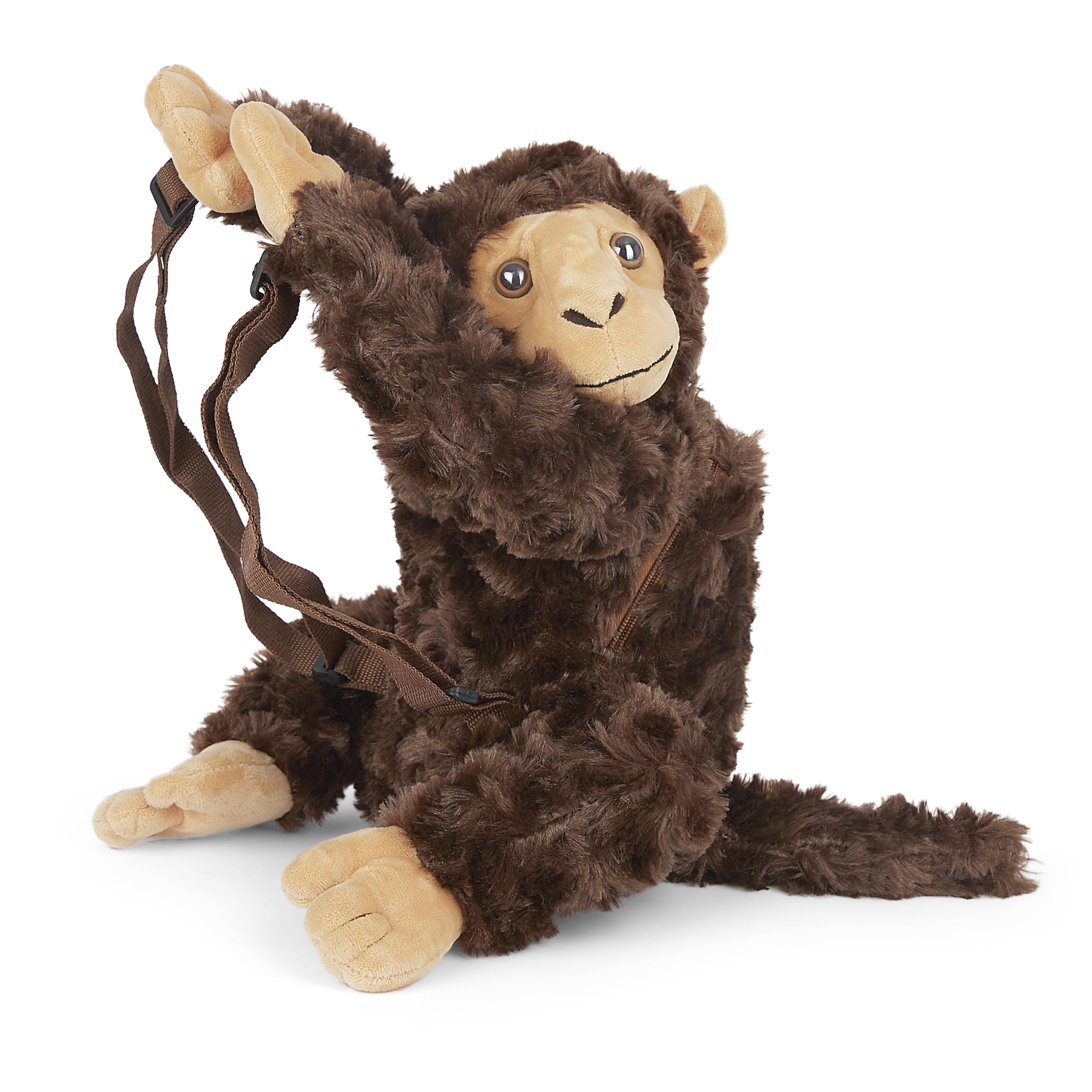 Mousehouse Gifts Adorable Plush Backpacks in many characters – Bear, Monkey, Lamb, and Panda, Unicorn, Rabbit, Dog, Elephant, Sloth - Soft, Cuddly & Lightweight for Kids (Monkey)