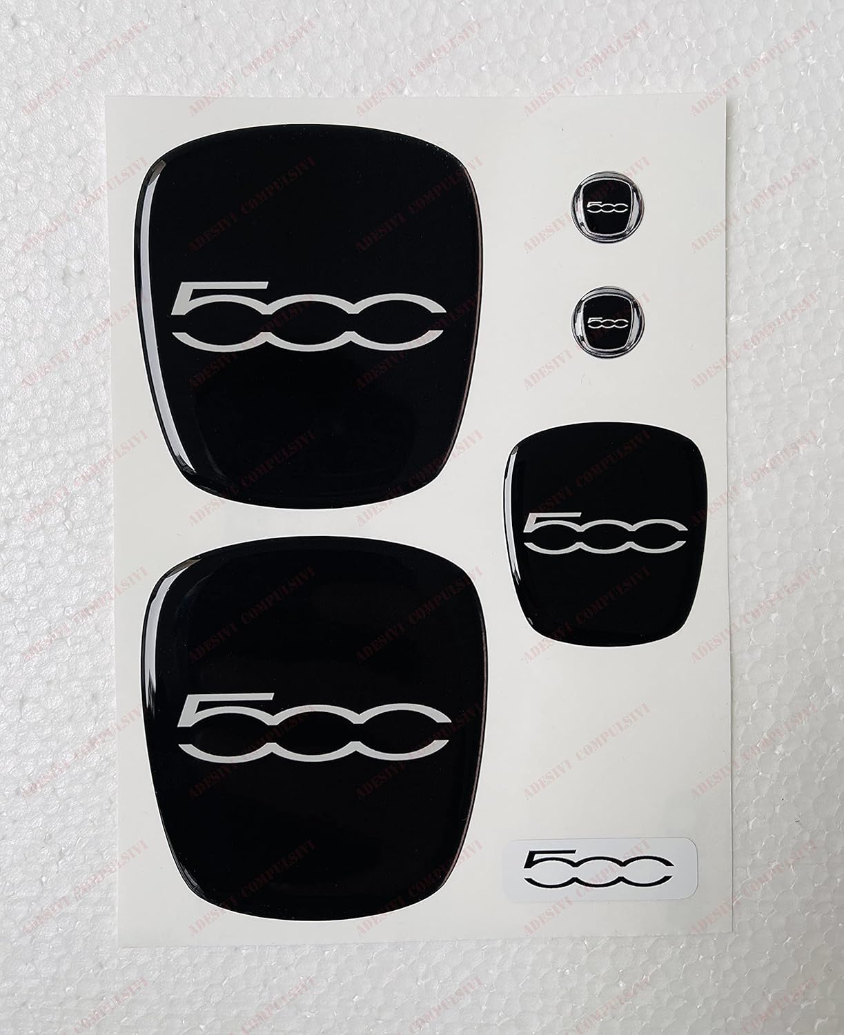 Kit Logo Grande Punto 3D - Anteriore, Posteriore, Volante E Portachiavi, Adesivi Resinati Nero/Bianco - Foto 4