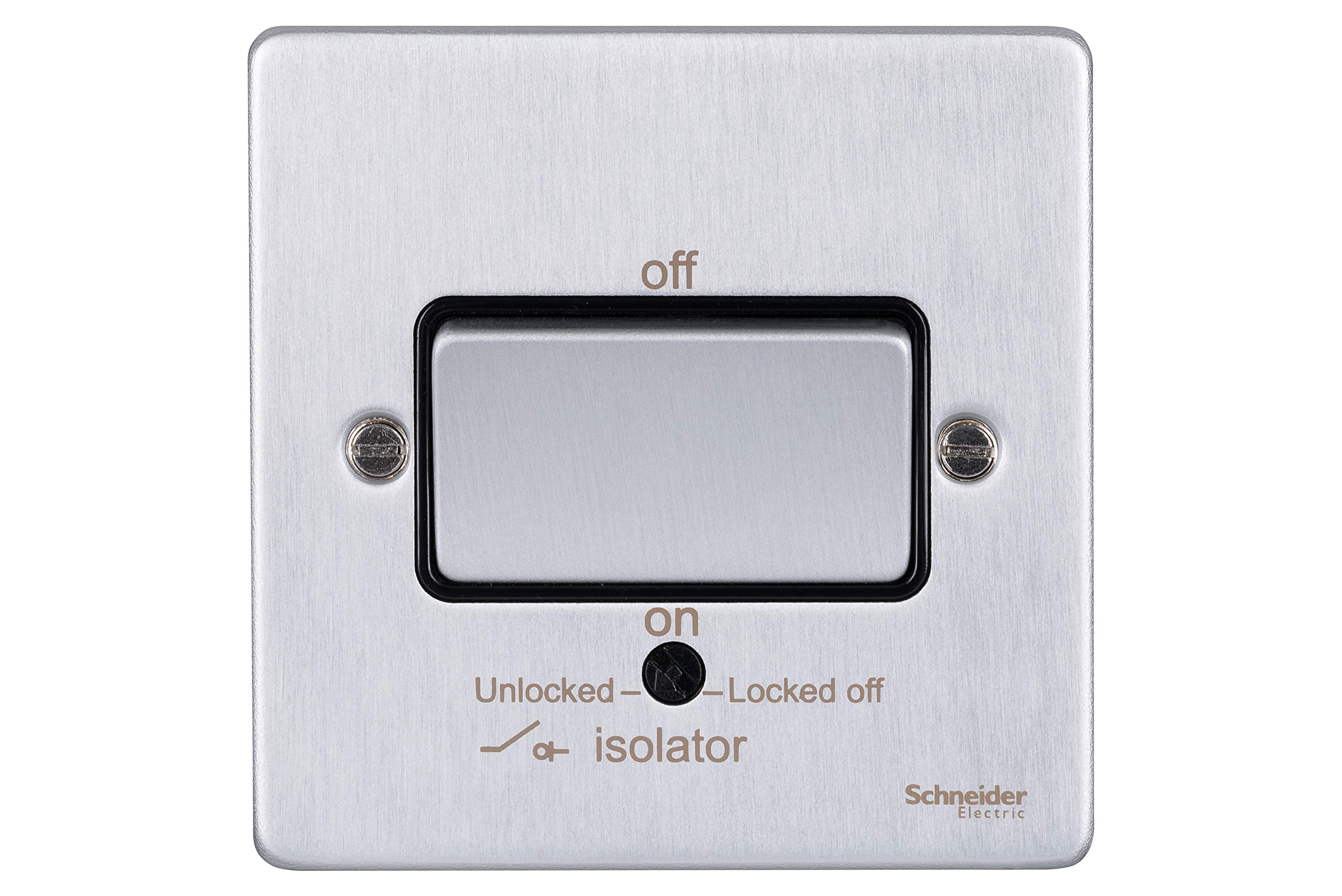 Schneider Electric GU1513BBC Ultimate Low Profile Brushed Chrome Black Insert 1 Gang TP Isolator 10A Plate Switch