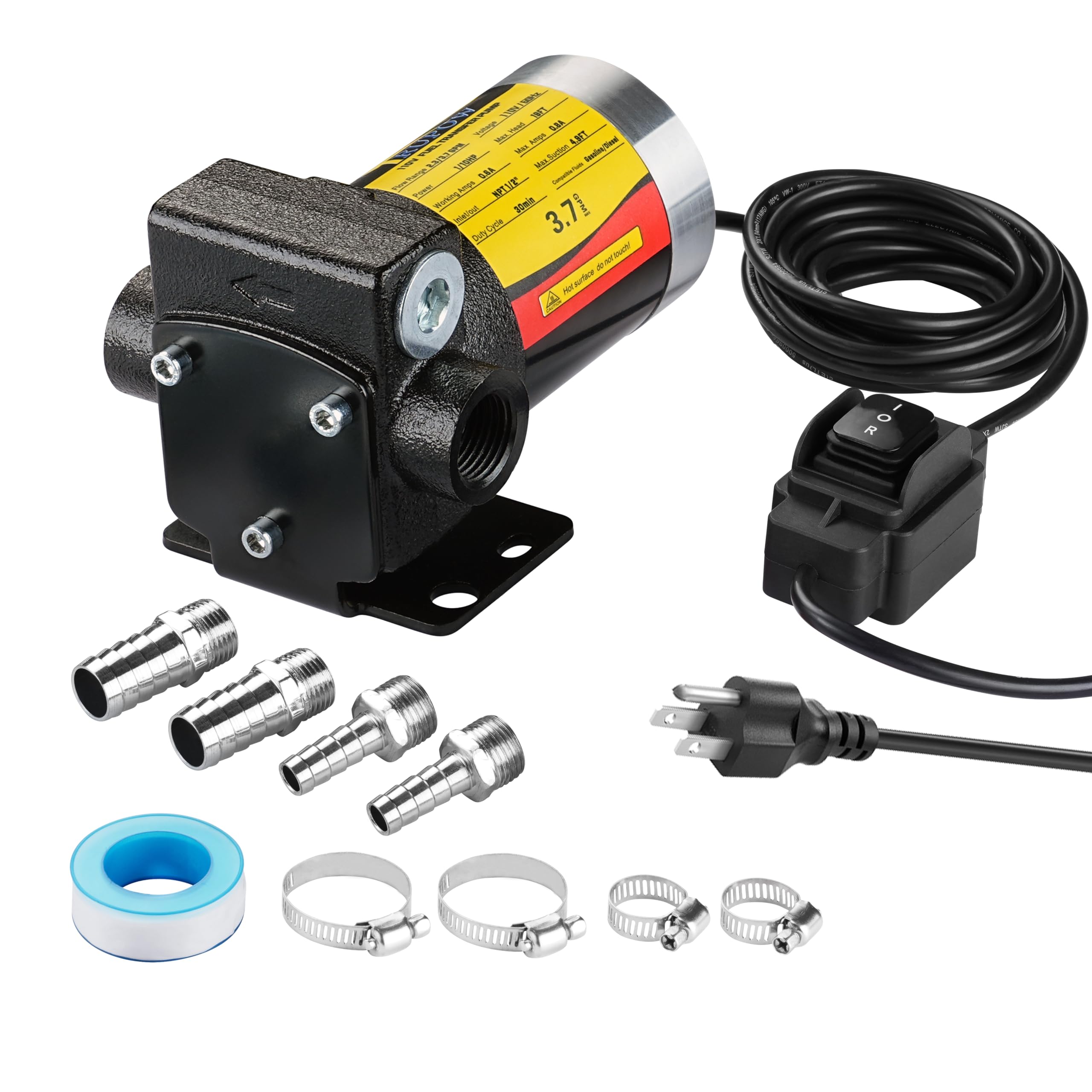 Photo 1 of TRUPOW 110V AC Self-priming Gasoline Fuel Oil Transfer Pump with Reversible Pumping Switch for Gasoline Diesel Kerosene & More