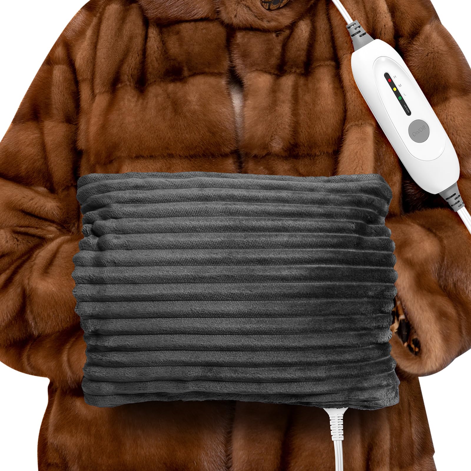 Electric Hand Warmer, Soft Flannel Heated Gloves, Hand Warmer Pouch, Heating Pad for Hands Pain Relief Fingers Arthritis for Women Men Elder, Auto Off