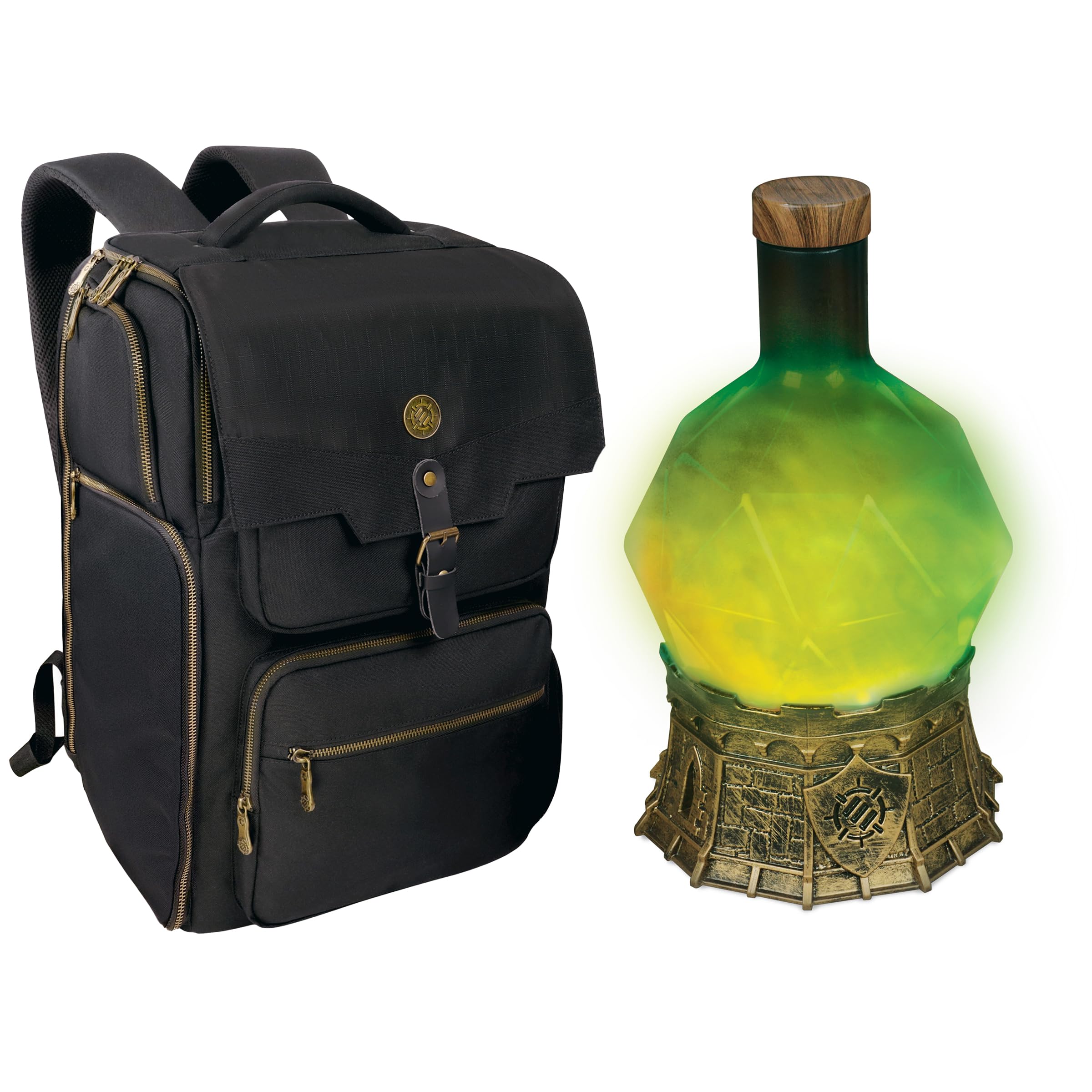 ENHANCE Zaino Tabletop DnD + Lampada Pozione dello Stregone con Effetto Mistico Vorticoso (Verde) - Bundle