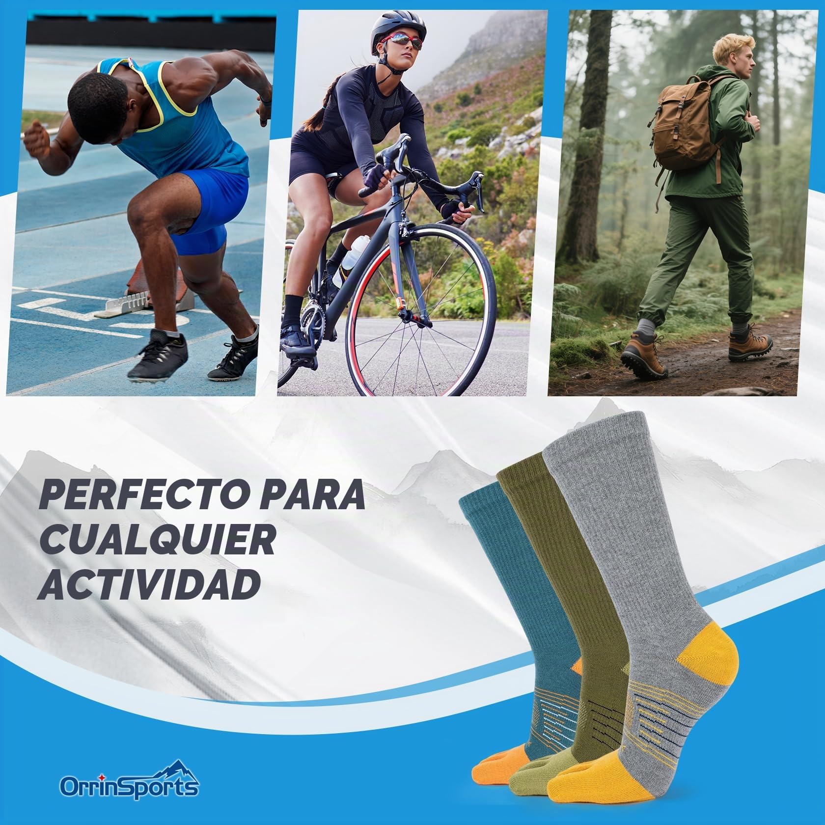 Calcetines para Hombres y Mujeres Toe Socks Coolmax para Running, Transpirables y con Evacuación de Humedad, 3 Pares