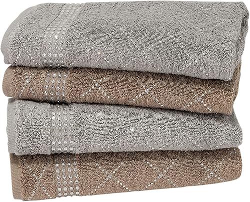 Miniatura 4 de Toalla de mano con patrón de X, duradera, diamantes de imitación brillantes sobre tela de toalla de algodón, para decoración glamorosa del baño del