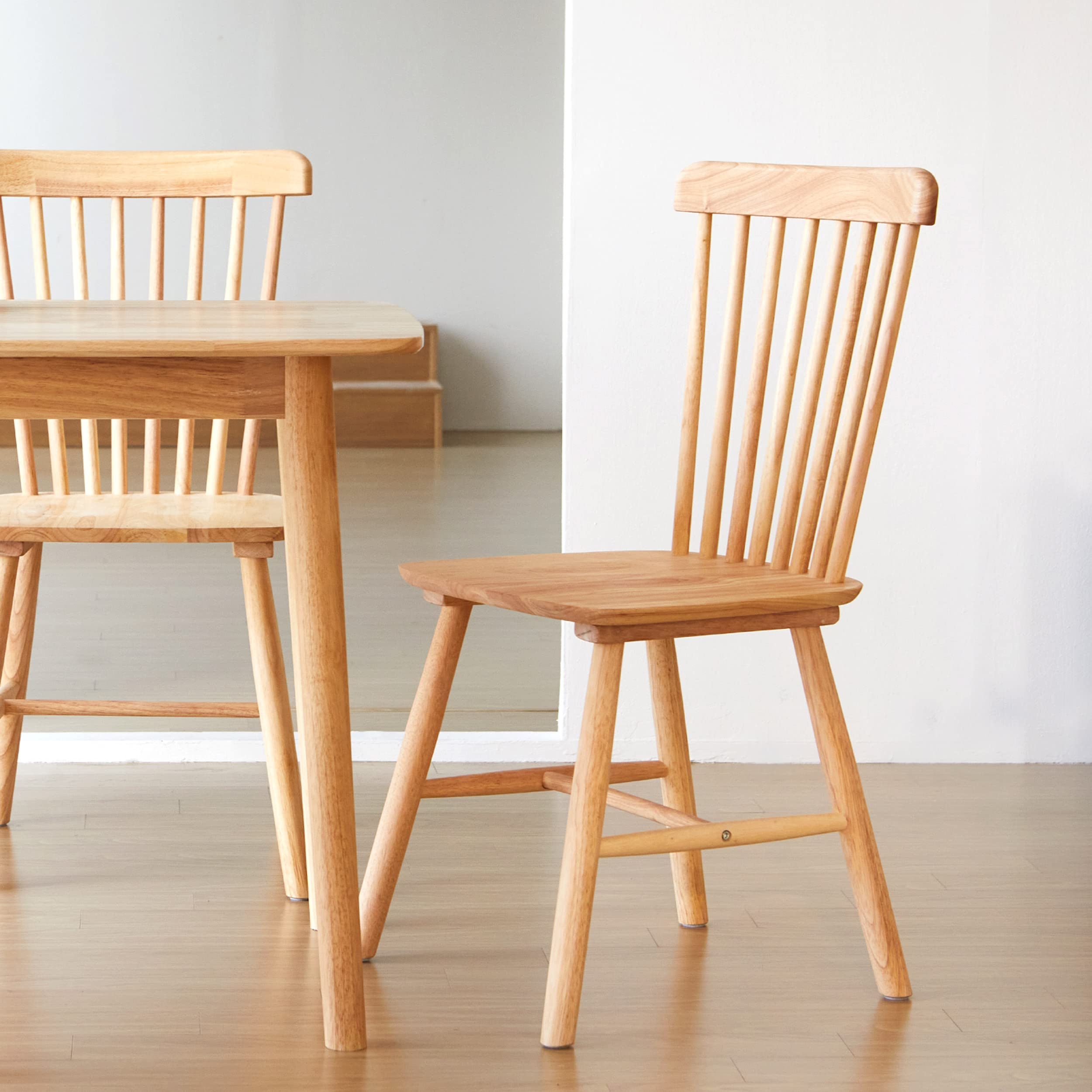 Livinia Toto Malaysian Oak Dining Chair Set of Two, High Spindle Back