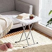 Vista 7 de SUPER DEAL Mesa plegable de plástico de 2.5 pies, para interiores y exteriores, portátil, resistente, altura ajustable, para cocina o camping, Blanco