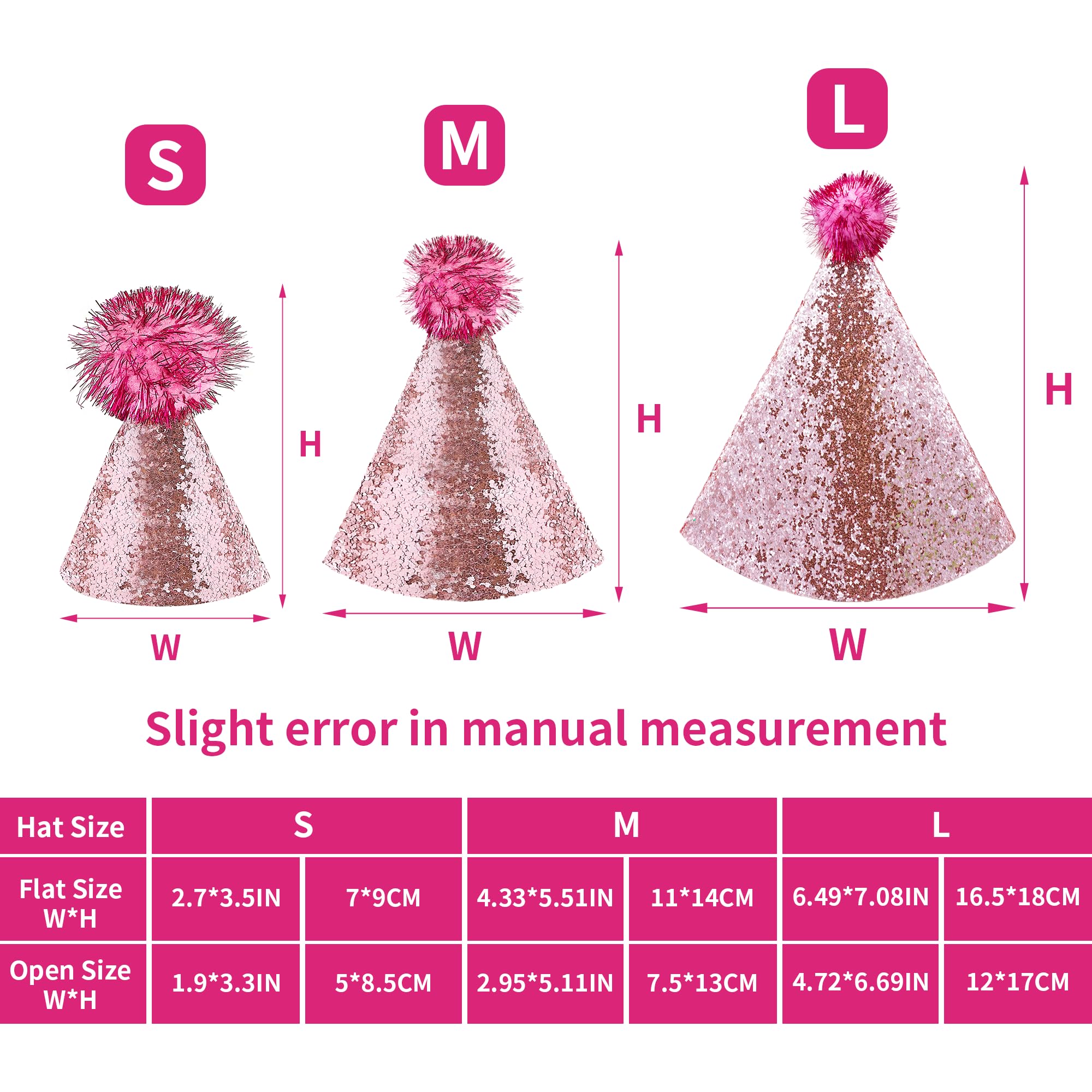 Pai Sence 20 PCS Glitter Party Hats for Adults Reusable Large Birthday Party Hats with Pom Poms Cone Hat Bulk Diy Decorations L