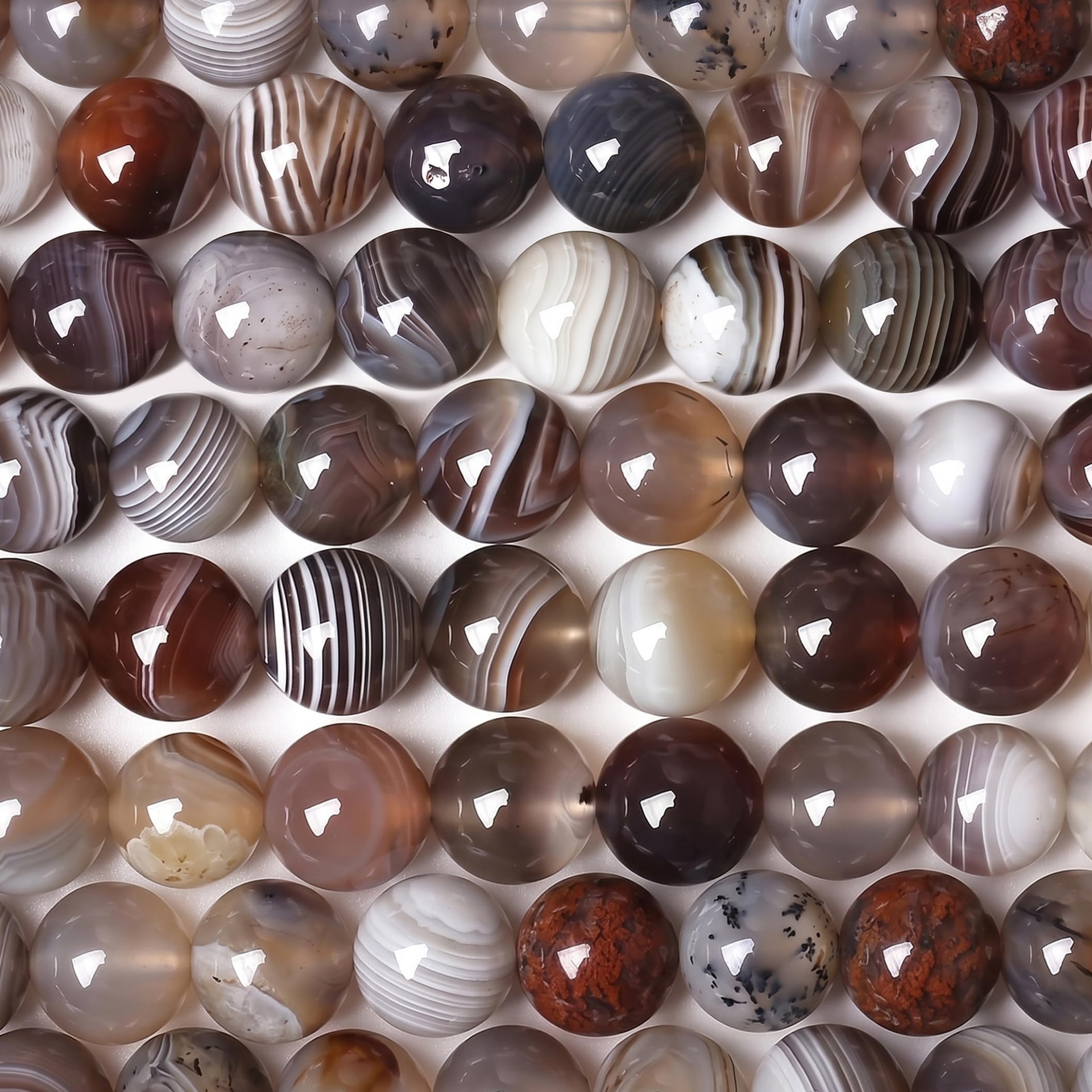Agate Beads, 1 Pack Round 8mm Beads, Banded Loose Natural Stone Bead for DIY Jewelry Making ;1
