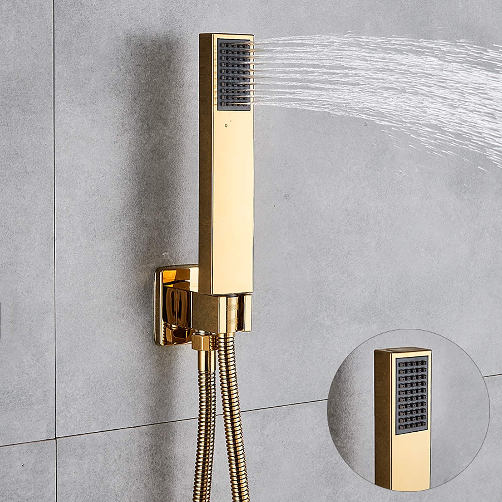 Zestaw prysznicowy Gold Rain Mixer Combo do montażu sufitowego z baterią natryskową i deszczownicą, słuchawką prysznicową, 10 cali, 10 cali, 10 cali,10 Inches