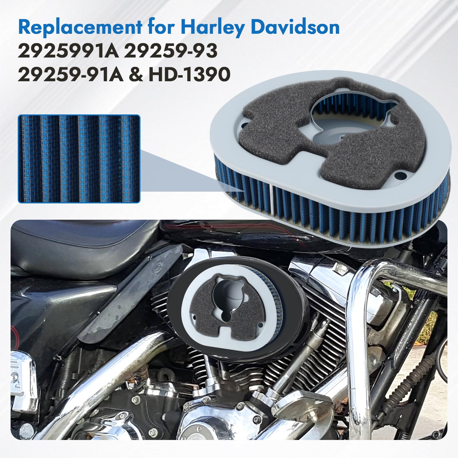 Cyleto 29259-91A 29259-93 HD-1390 Air Filter Cleaner for EVO