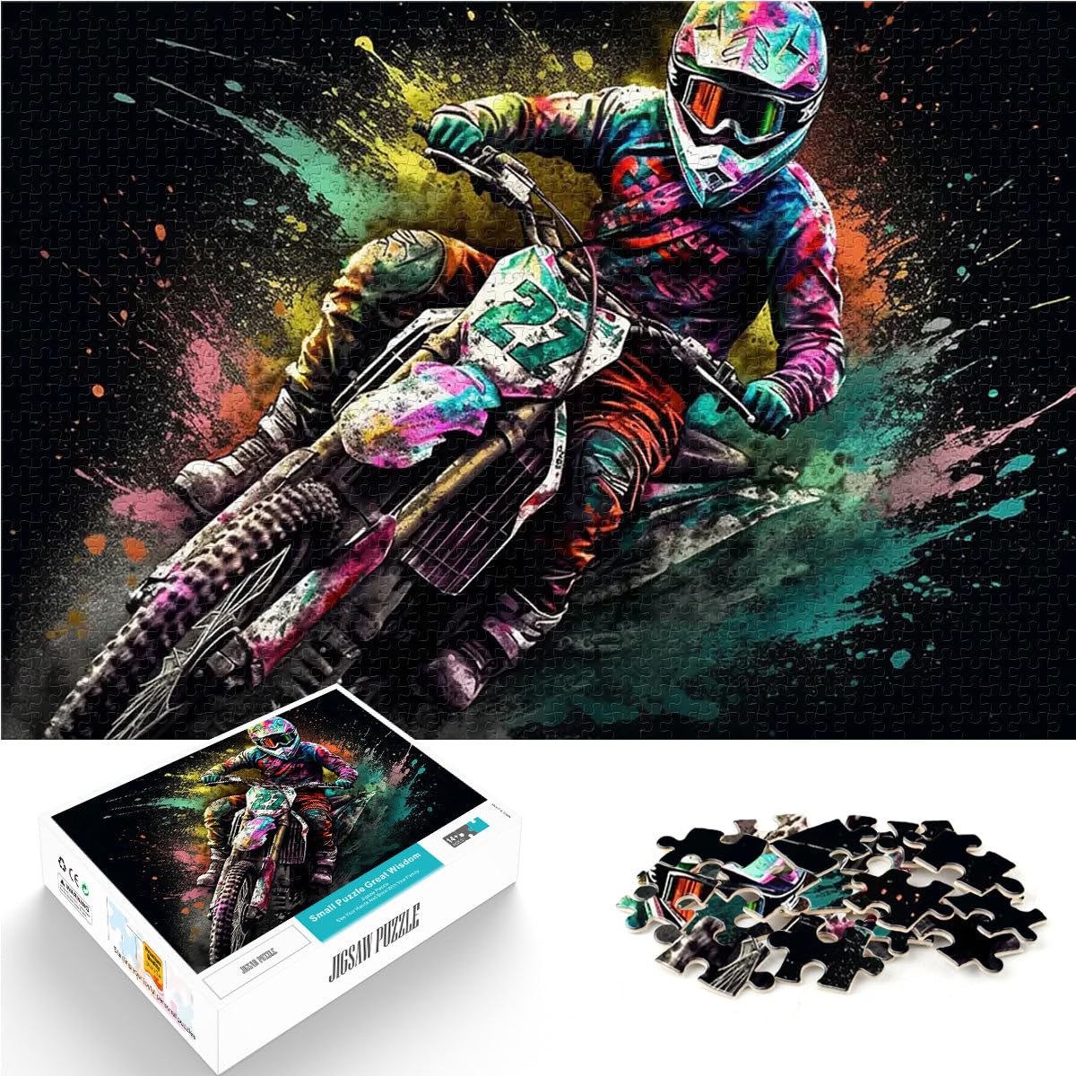 Adults 1000 Piece Jigsaw Puzzle Riding dirt bike lustige Spiele für die ganze Familie Tolle Geschenke und Spielzeuge52x38cm