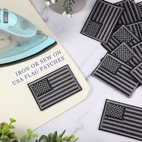 Miniatura 4 de WILLBOND 24 parches para planchar con la bandera estadounidense, bordado patriótico de Estados Unidos, para el día de los veteranos, tela