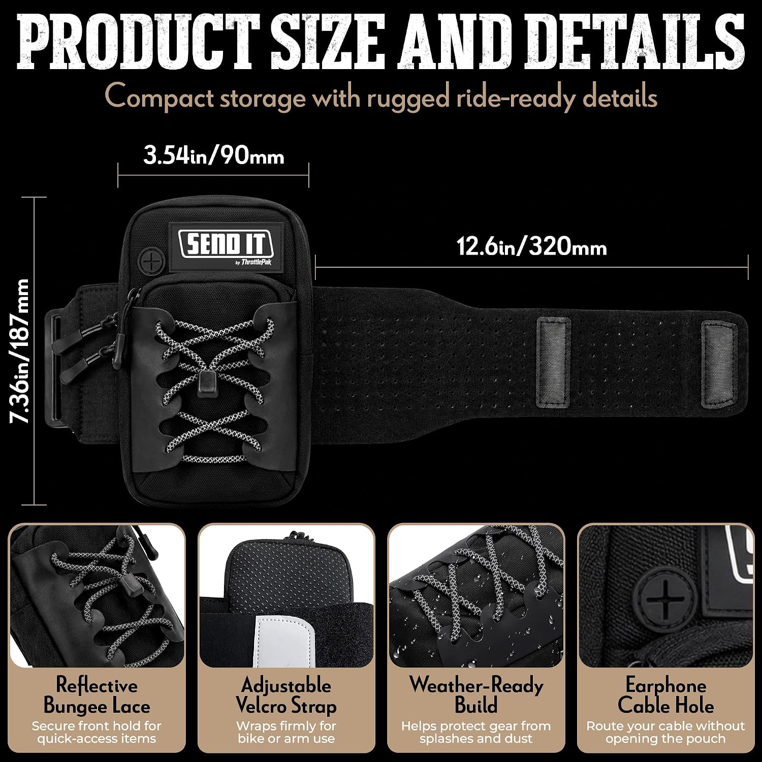 SEND IT Frame Battery Bag - Universal Electric Dirt Bike Storage Pouch - Fits Surron Light Bee, E Ride Pro SS, Talaria MX5, Sting R, Yozma IN10, Tutti Soleil 01 - Heavy Duty E-Bike Accessory Bag