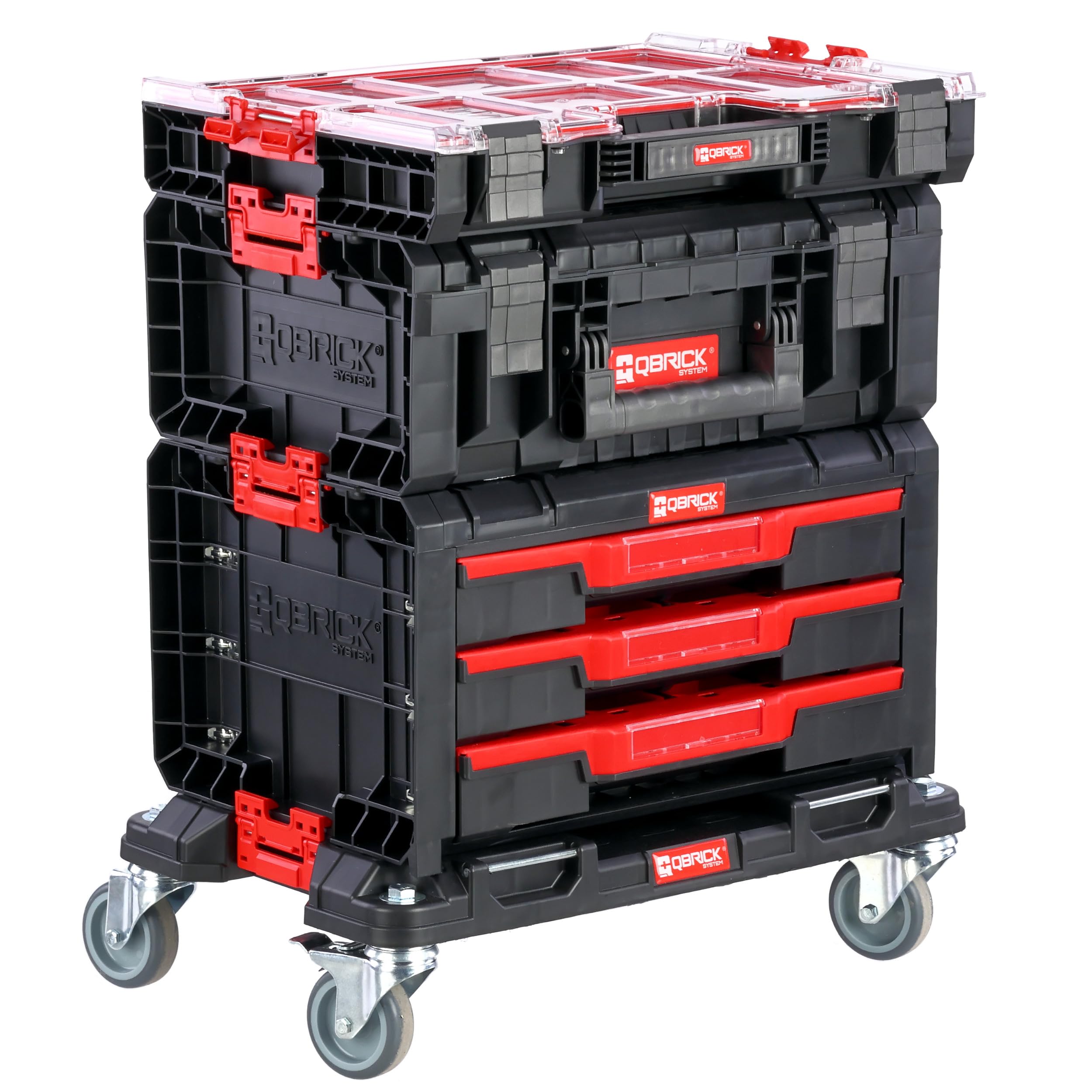 Set di cassette degli attrezzi con organizer su piattaforma con ruote cuscinetto fai da te modulare collegato PRO