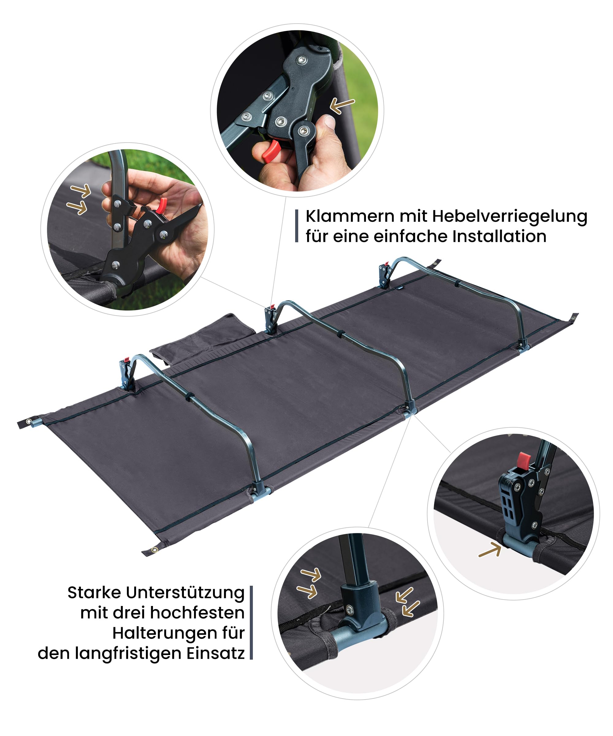 OneTigris SUPRAGRIS lettino da campeggio pieghevole, portatile, pieghevole, leggero, pieghevole, fino a 180 kg, per tenda, attività all'aperto, viaggi, giardino, ufficio (190 × 70 × 18 cm)