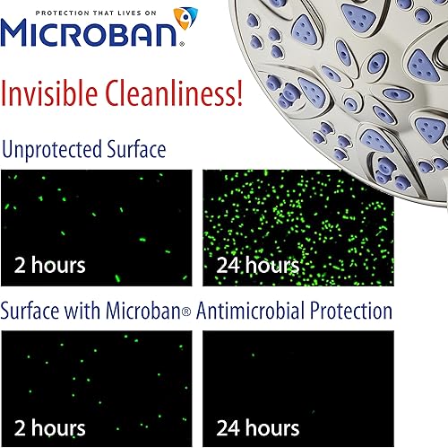 Miniatura 8 de AquaDance regadera de mano de alta presión, antimicrobiana, que no se atasca, con 30 modos, con boquilla protegida contra el crecimiento de hongos,