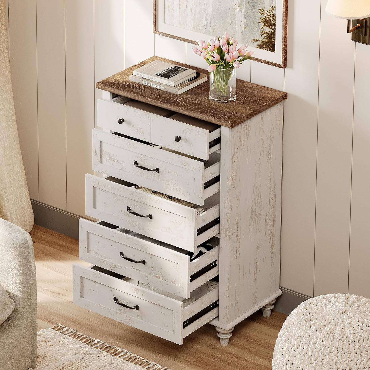 WAMPAT 5-Drawer Dresser with all drawers open