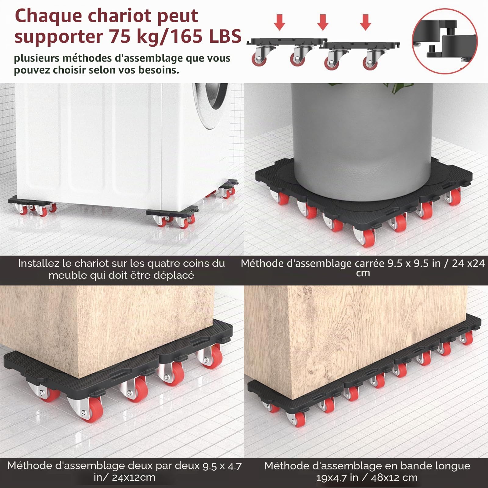 ONEON Kit Déplace Meuble avec Roulettes-Pack supp. Connect Dolly 4pcs