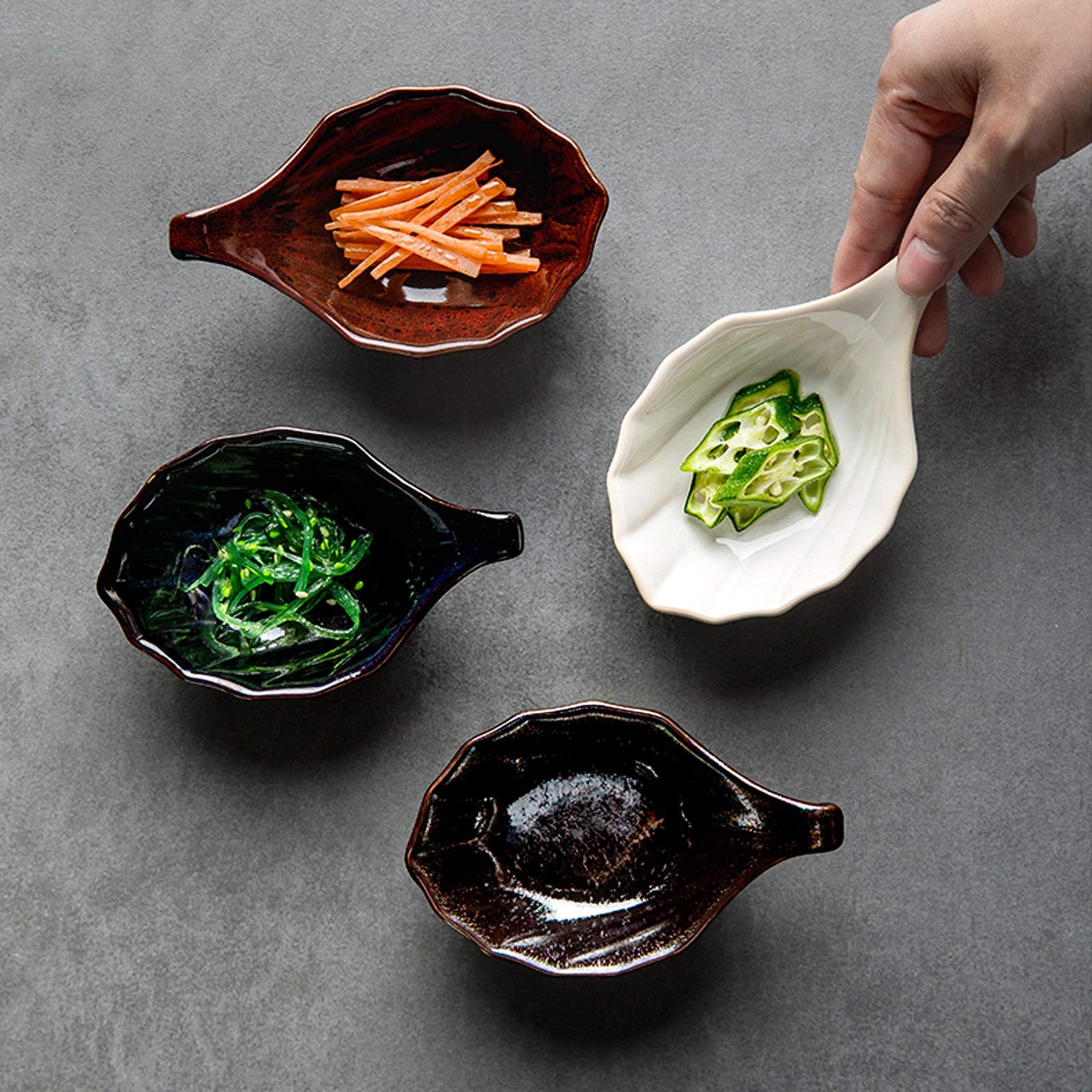 Dipschälchen Keramische Dip-Bowls Set 5 Packungen Soja-Sauce-Teller Mehrzweck-Seitenteller Schüssel Gewürzgerichte Soja-Dip-Sauce-Gerichte 4,6-Zoll-kleine Pinch-Schüsseln für die Küchenvorbereitung Sa